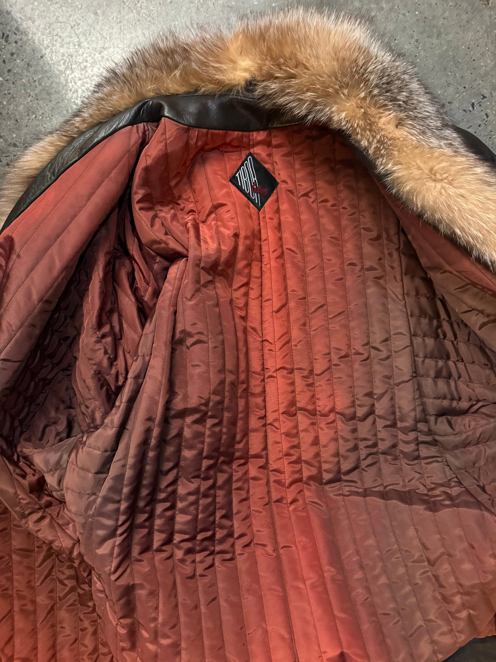 Vintage Tibor Leathers Leather Coat with Real Fox Fur Collar