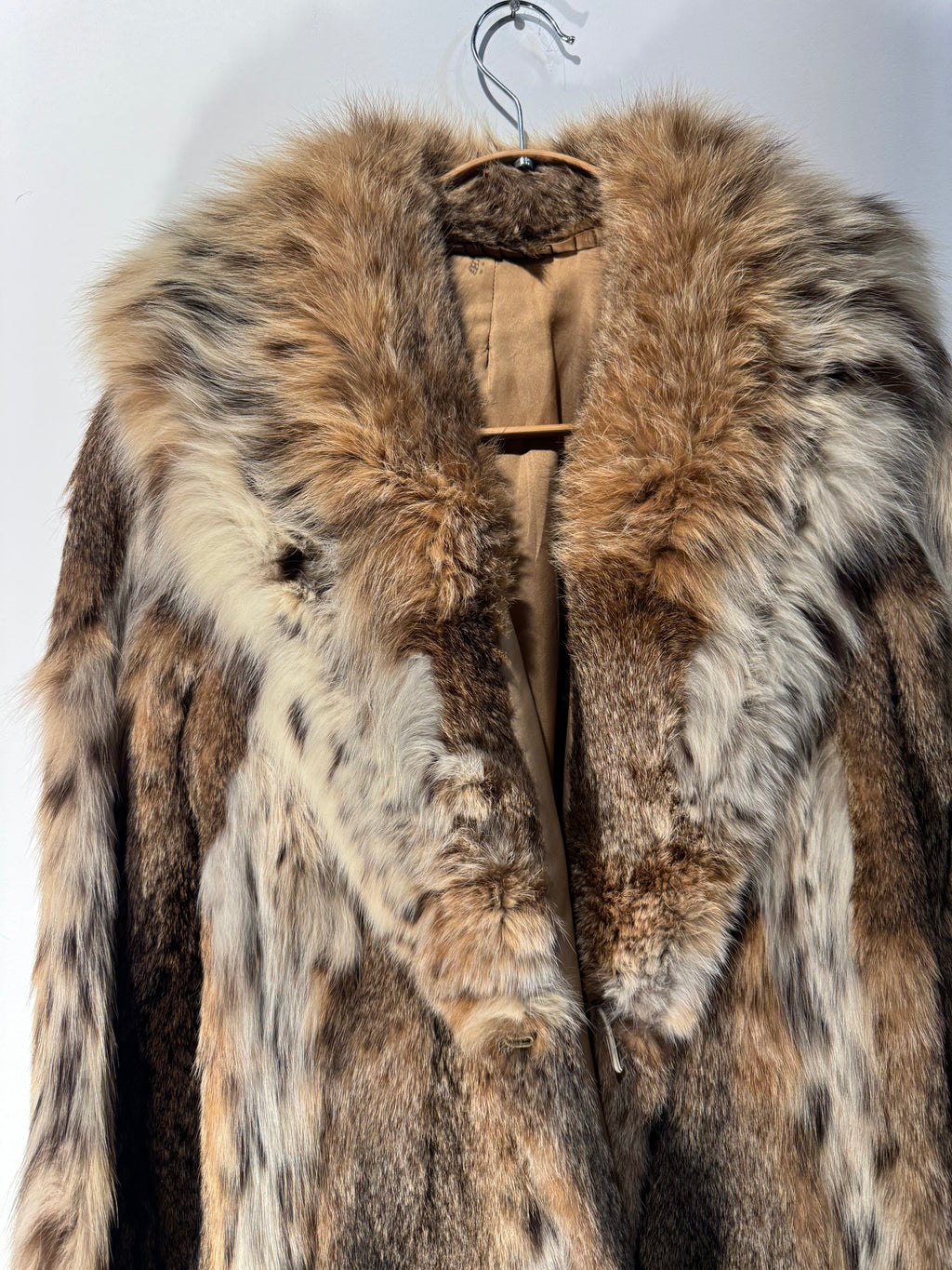 Vintage Lynx Fur Full-Length Coat with Shawl Collar