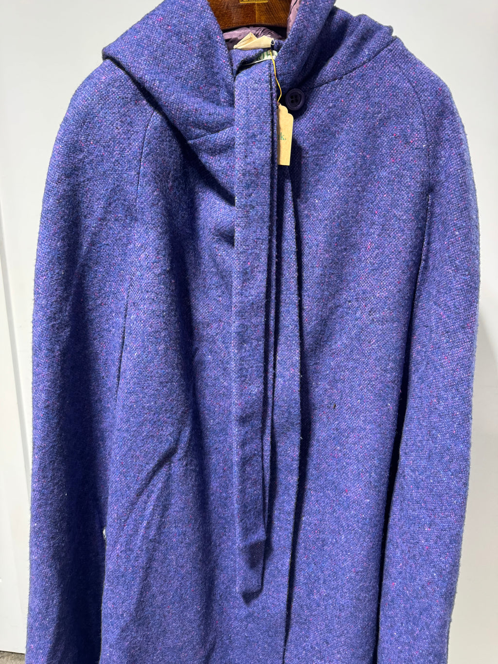 Vintage Jimmy Hourihan Irish Wool Hooded Cape – Purple Donegal Tweed