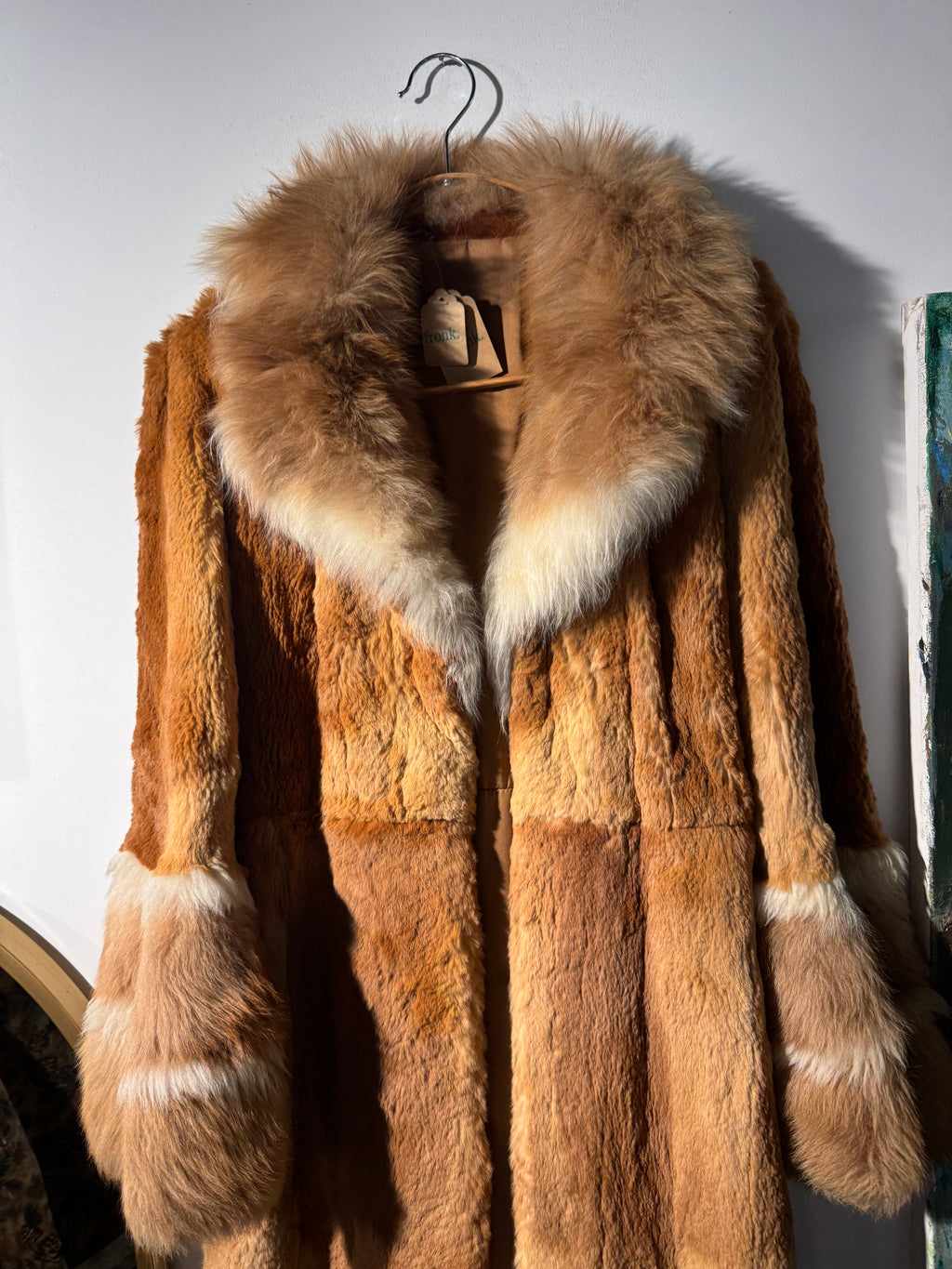 Vintage Sheared Alpaca Coat with Alpaca trim | Full Length Belted Coat