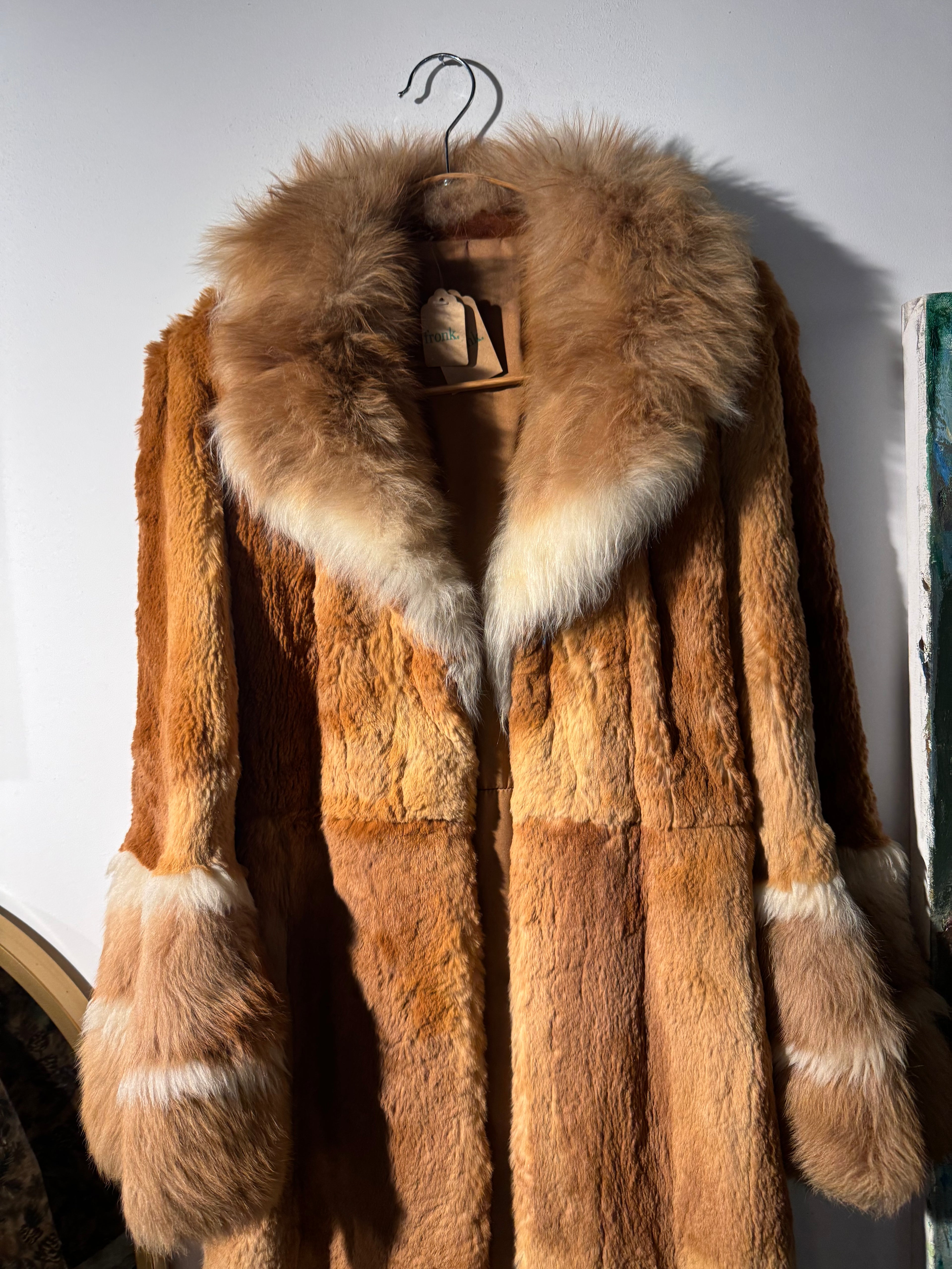 Vintage Sheared Alpaca Coat with Alpaca trim | Full Length Belted Coat