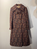Vintage 1960s Irish Wool Paisley Jacquard Double Breasted Coat