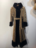 Vintage Tapestry Coat with Genuine Shearling Trim