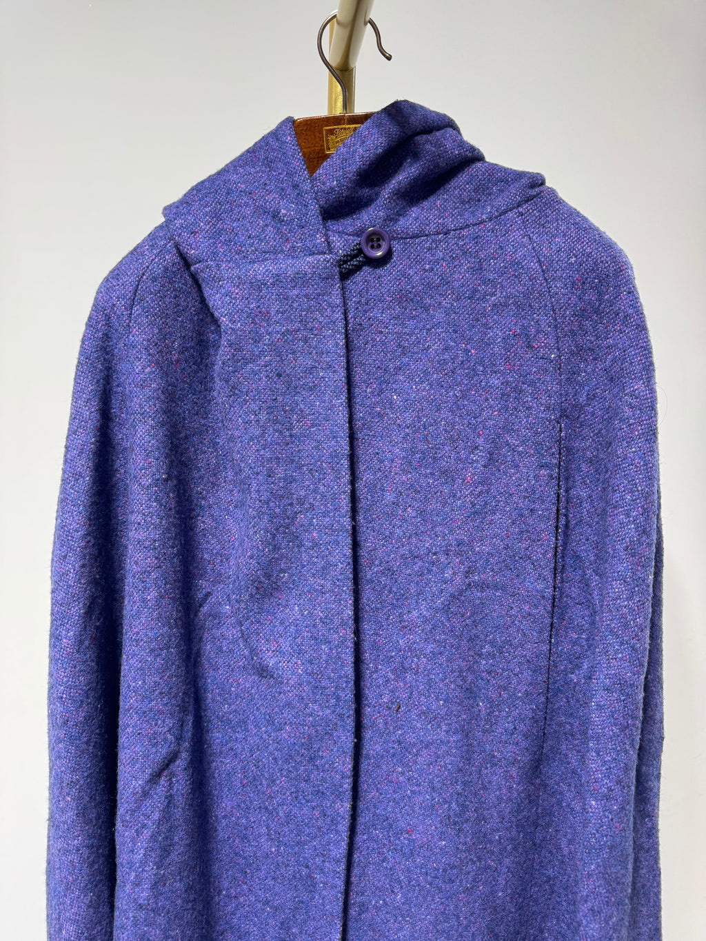 Vintage Jimmy Hourihan Irish Wool Hooded Cape – Purple Donegal Tweed