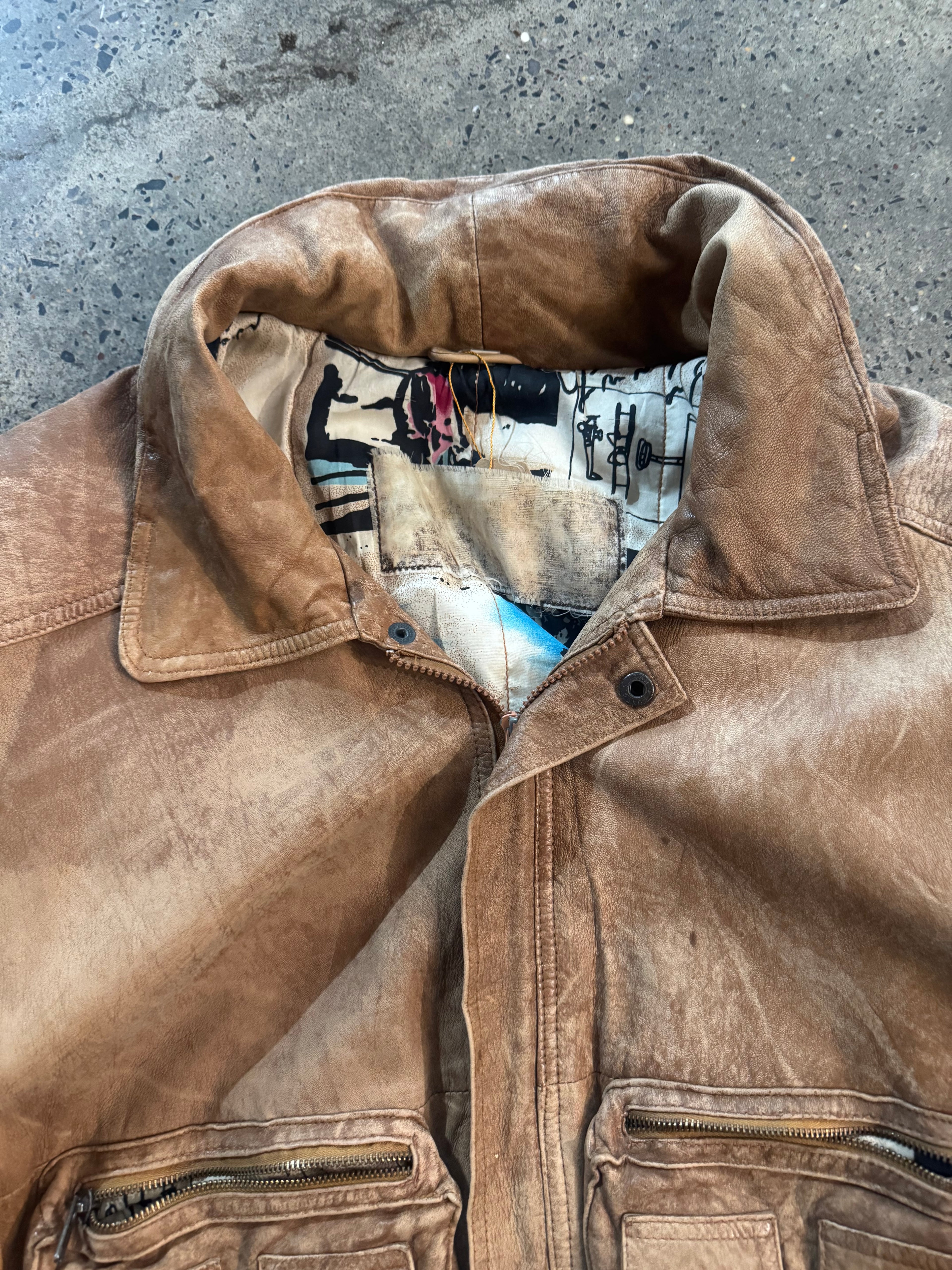 Vintage Leather Bomber Jacket