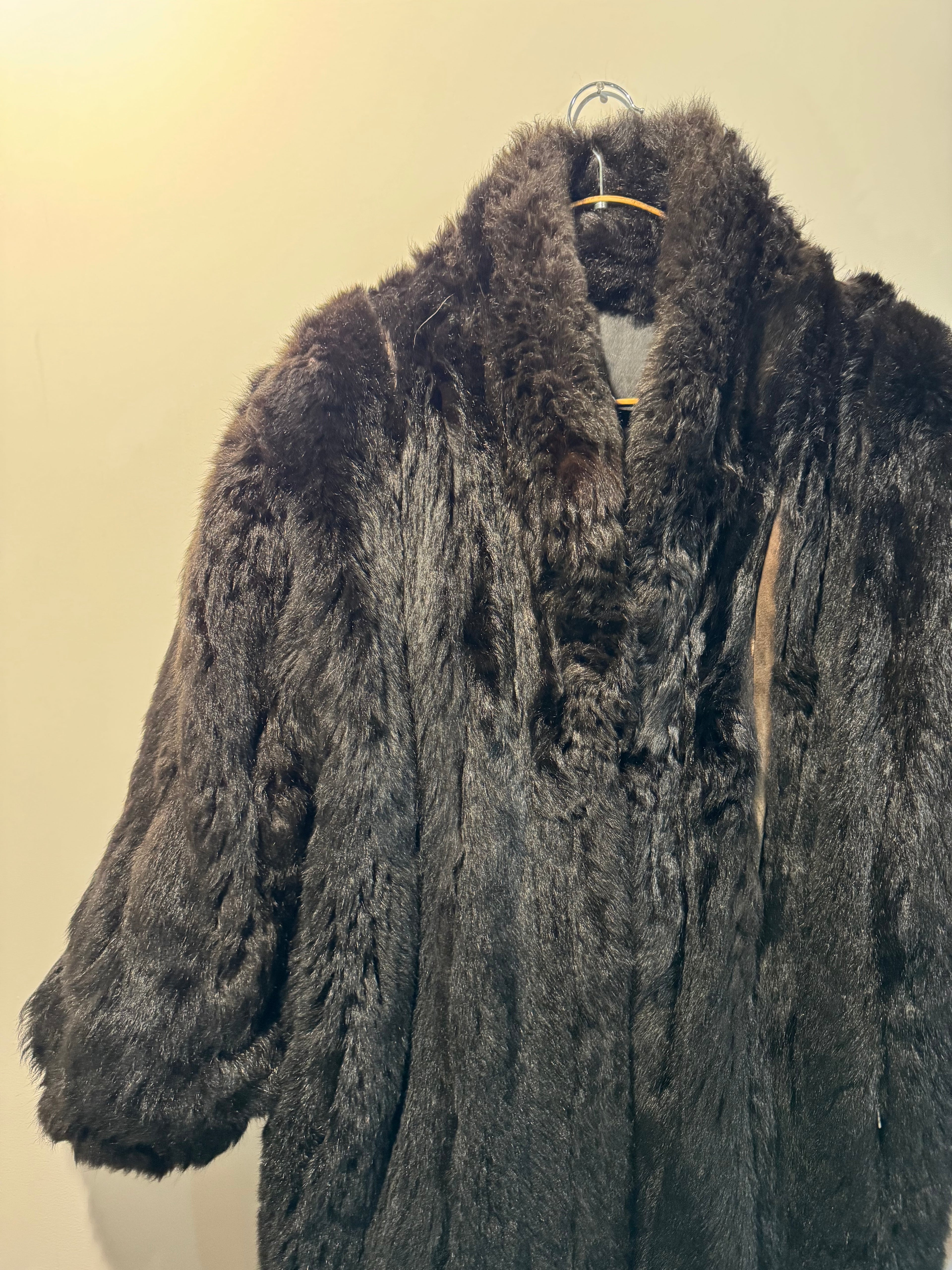 Vintage Reversible Opossum Fur & Leather Coat