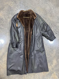 Vintage Leather Coat with Sheared Beaver Lining