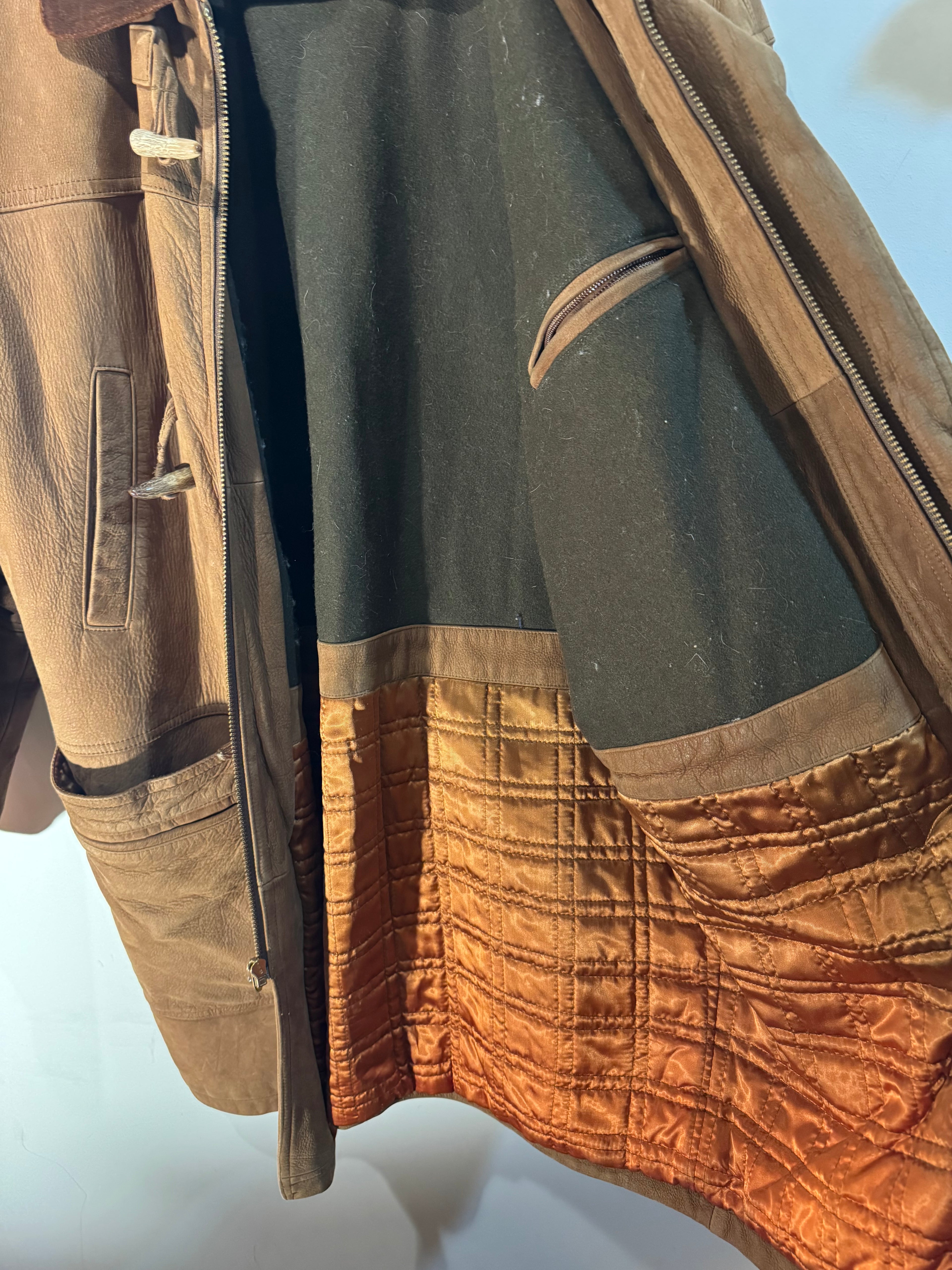 Vintage Burberrys Leather Duffle Coat - M