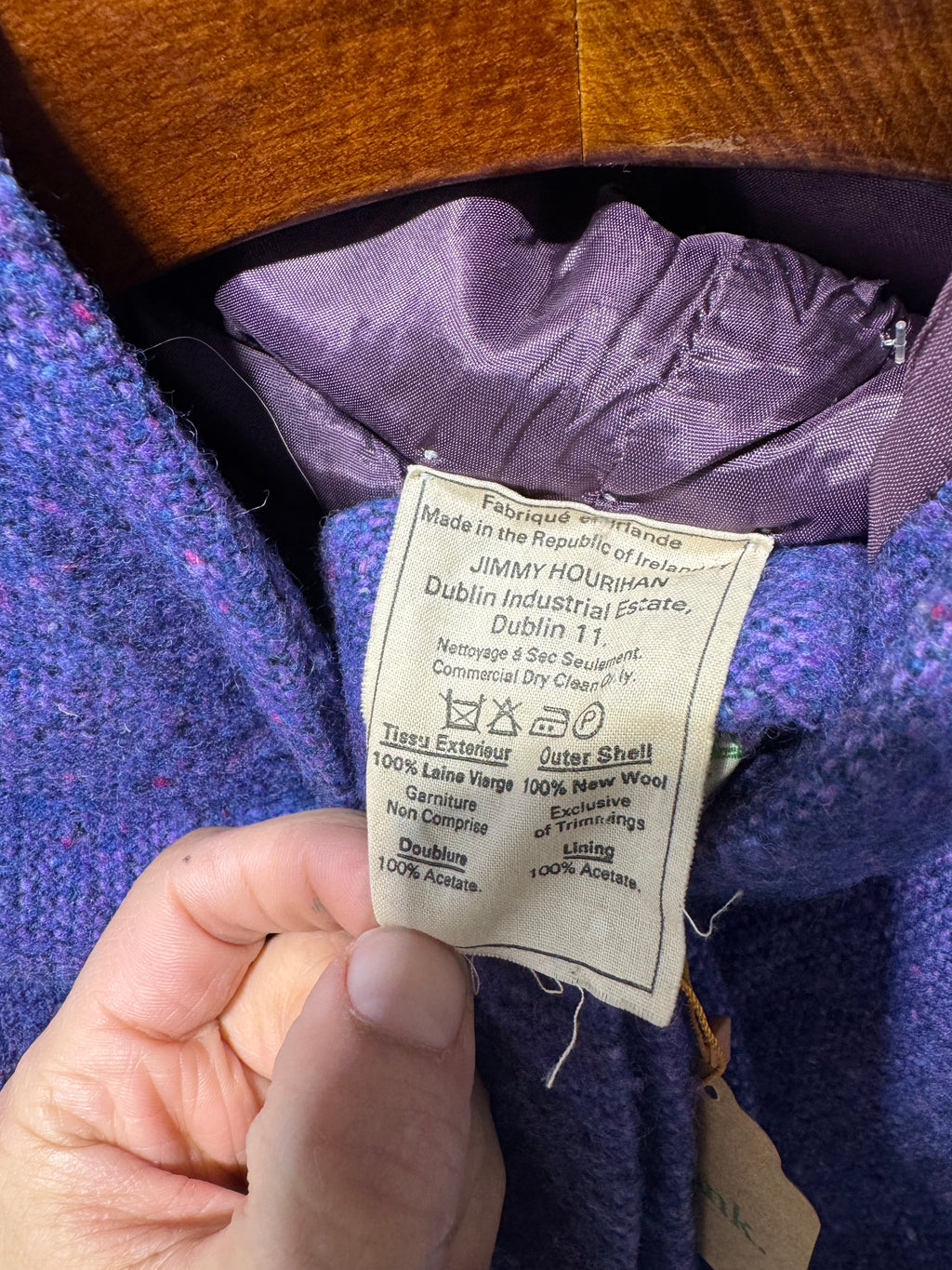 Vintage Jimmy Hourihan Irish Wool Hooded Cape – Purple Donegal Tweed
