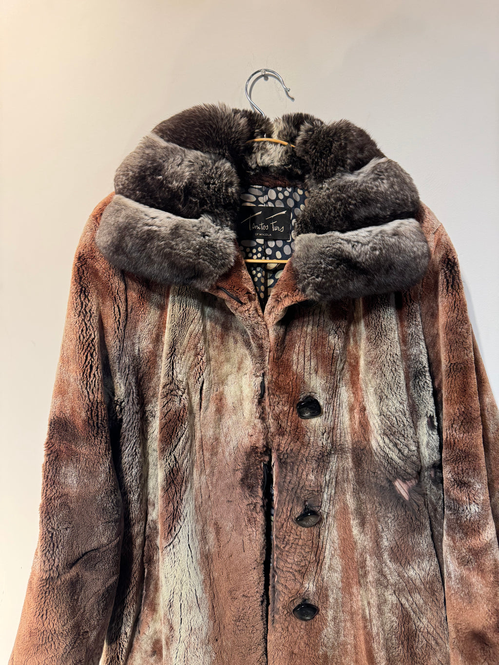 Vintage Sheared Beaver Coat with Chinchilla Rabbit Collar