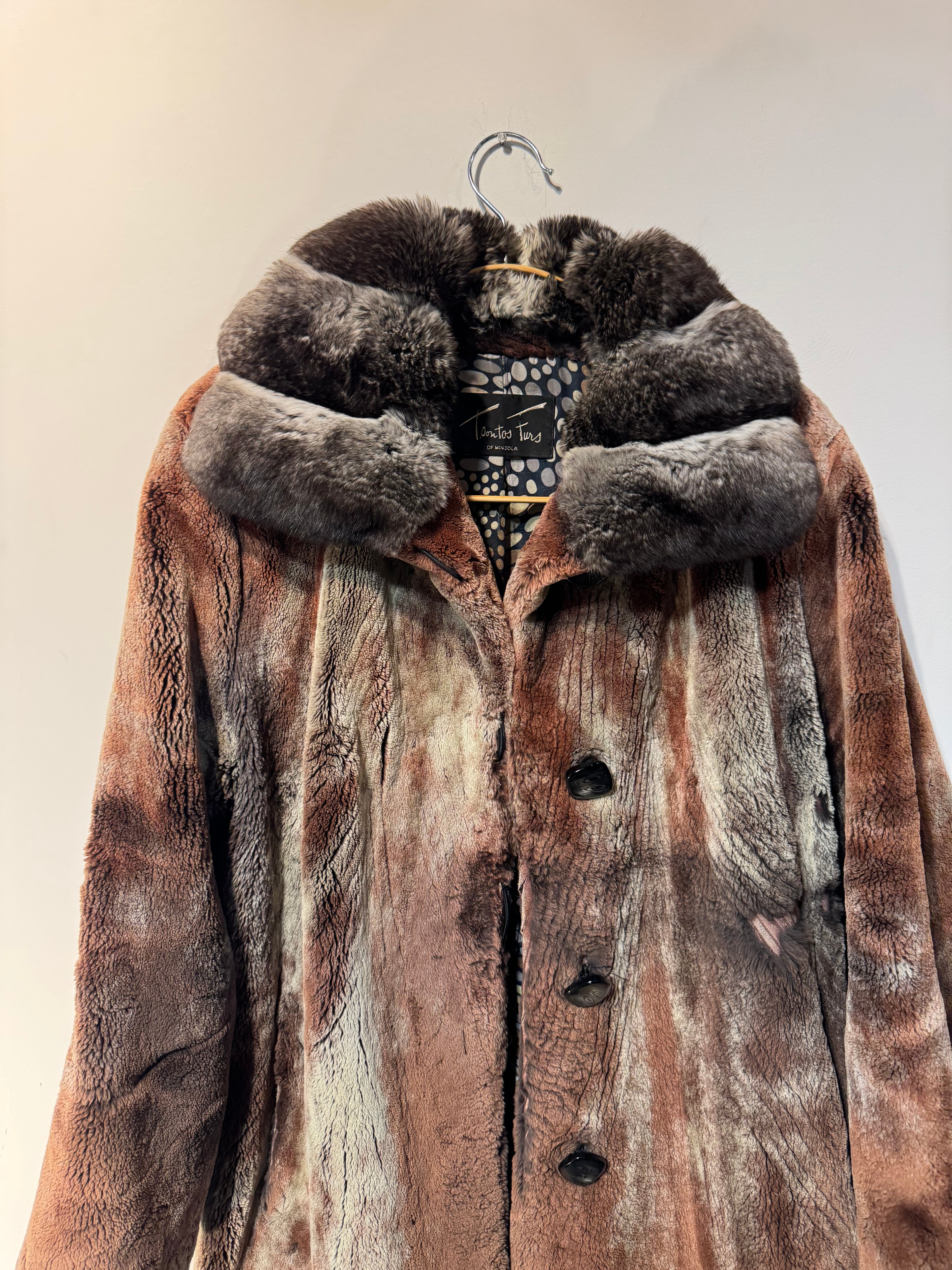 Vintage Sheared Beaver Coat with Chinchilla Rabbit Collar