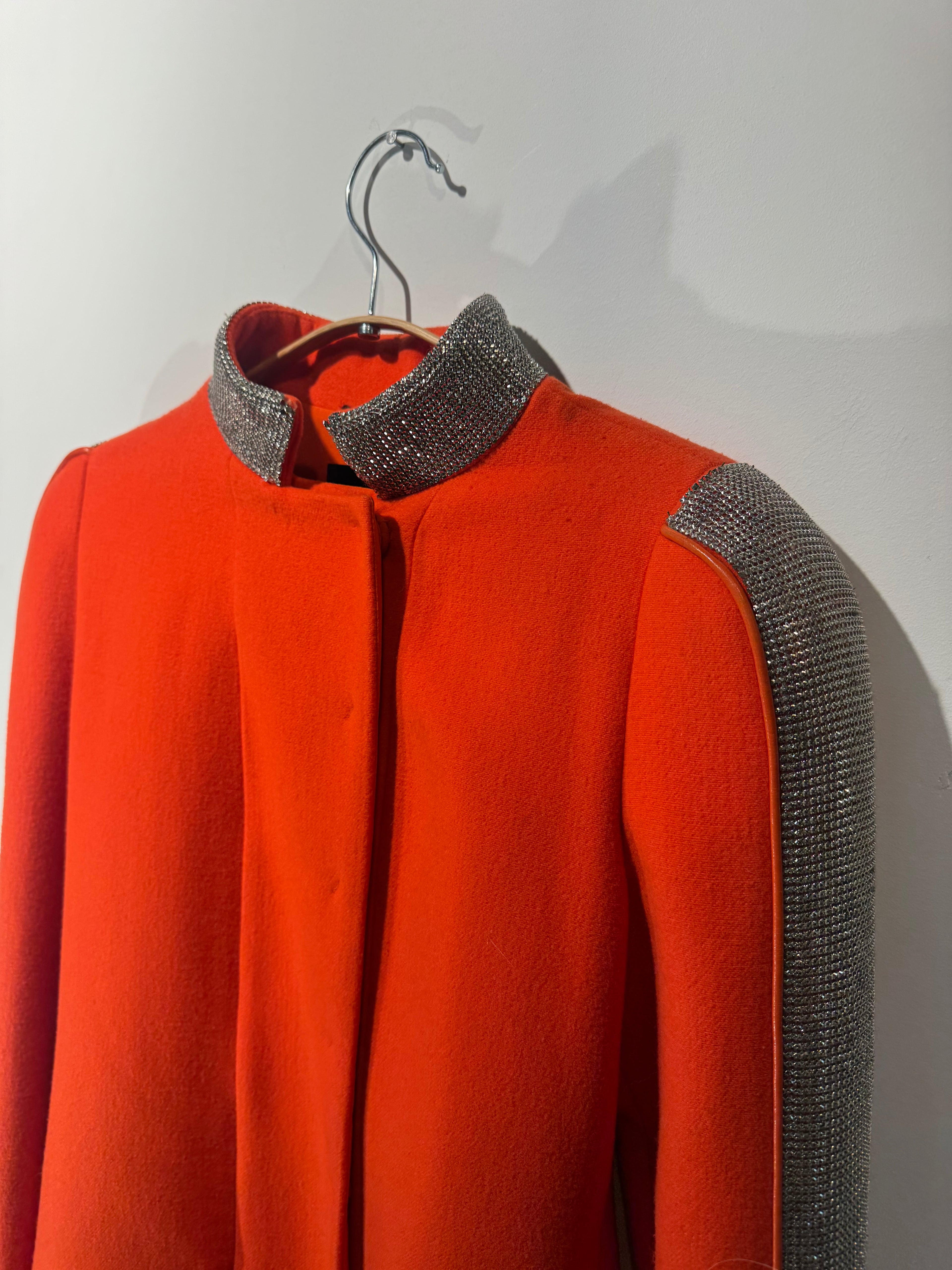 Vintage Gianni Versace Wool Coat with Metal Mesh Trim