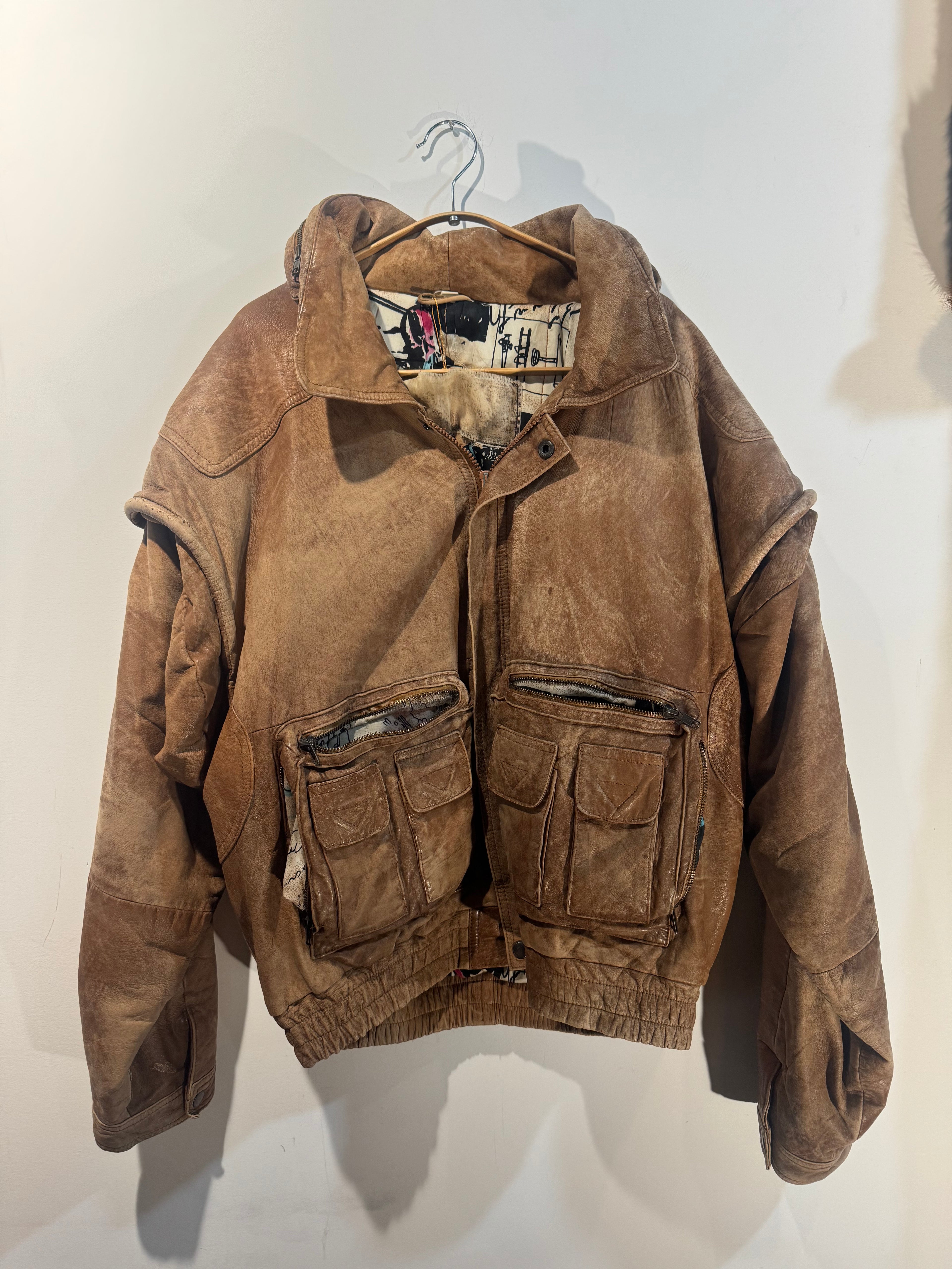 Vintage Leather Bomber Jacket