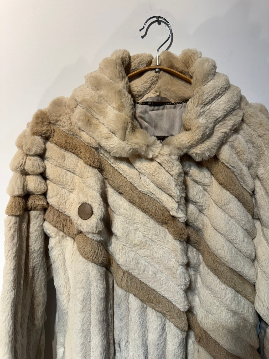 Vintage 1970s German Rabbit Fur Coat with Belt