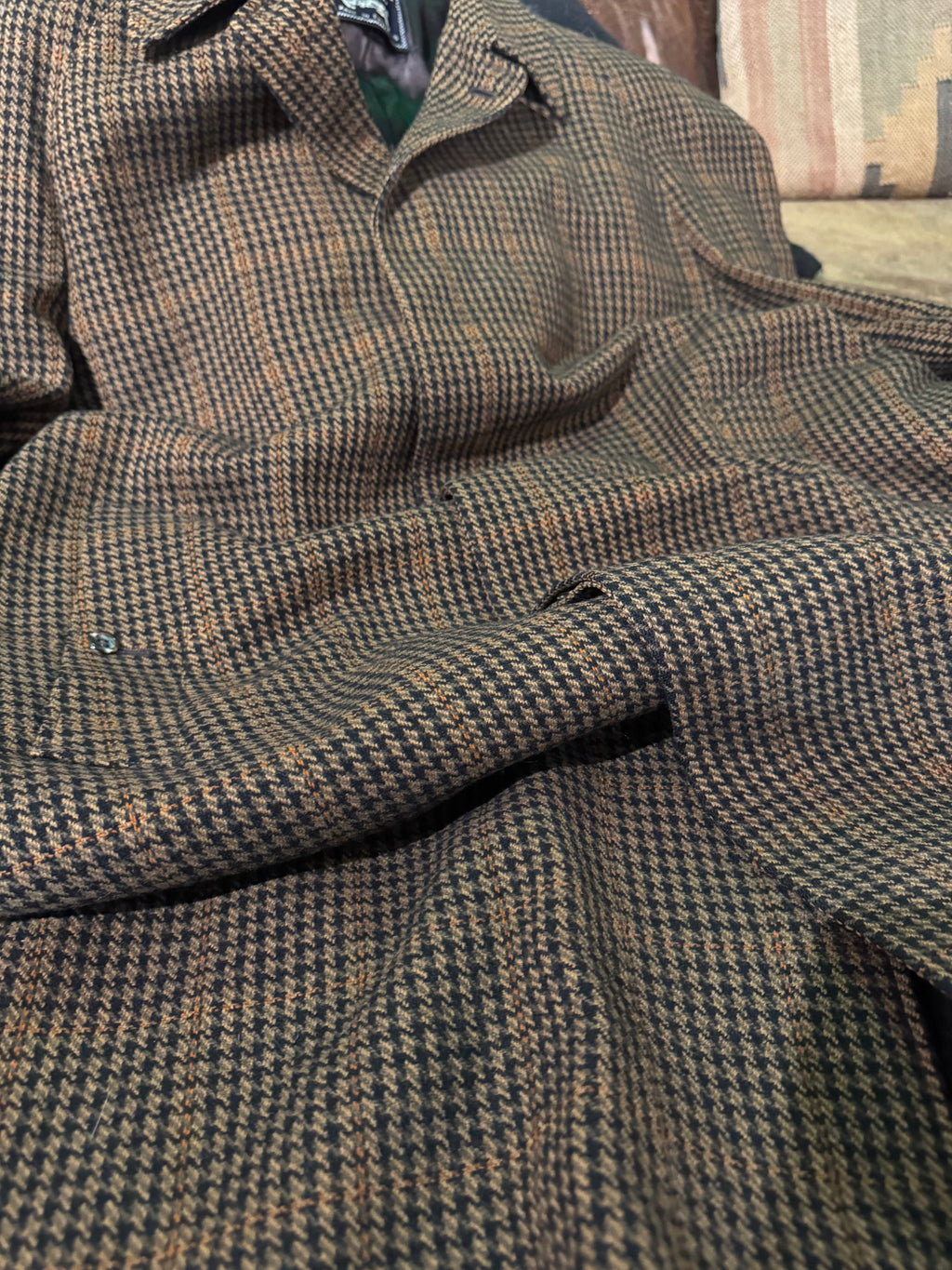 Vintage Burberrys Wool Houndstooth Overcoat