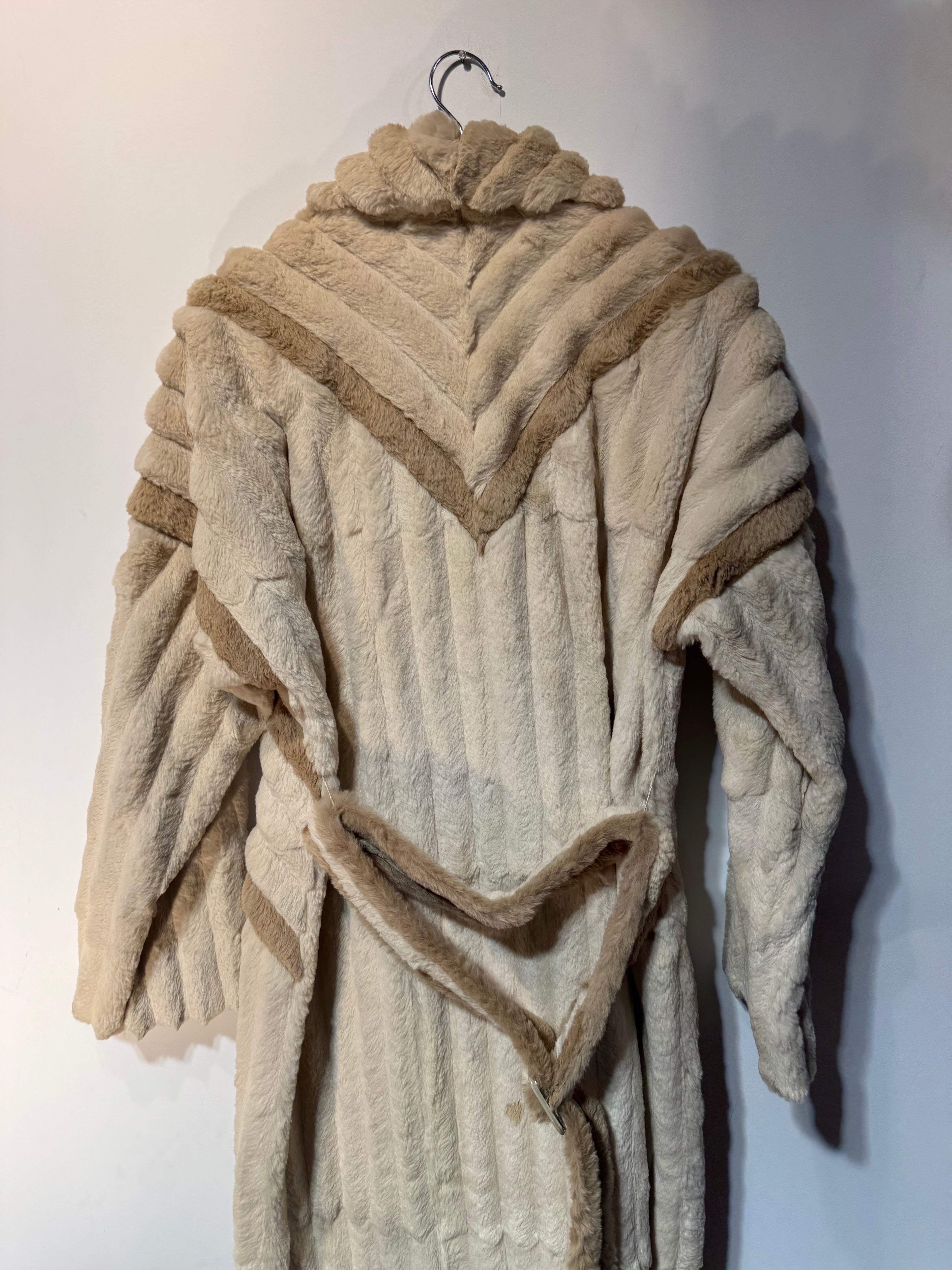 Vintage 1970s German Rabbit Fur Coat with Belt