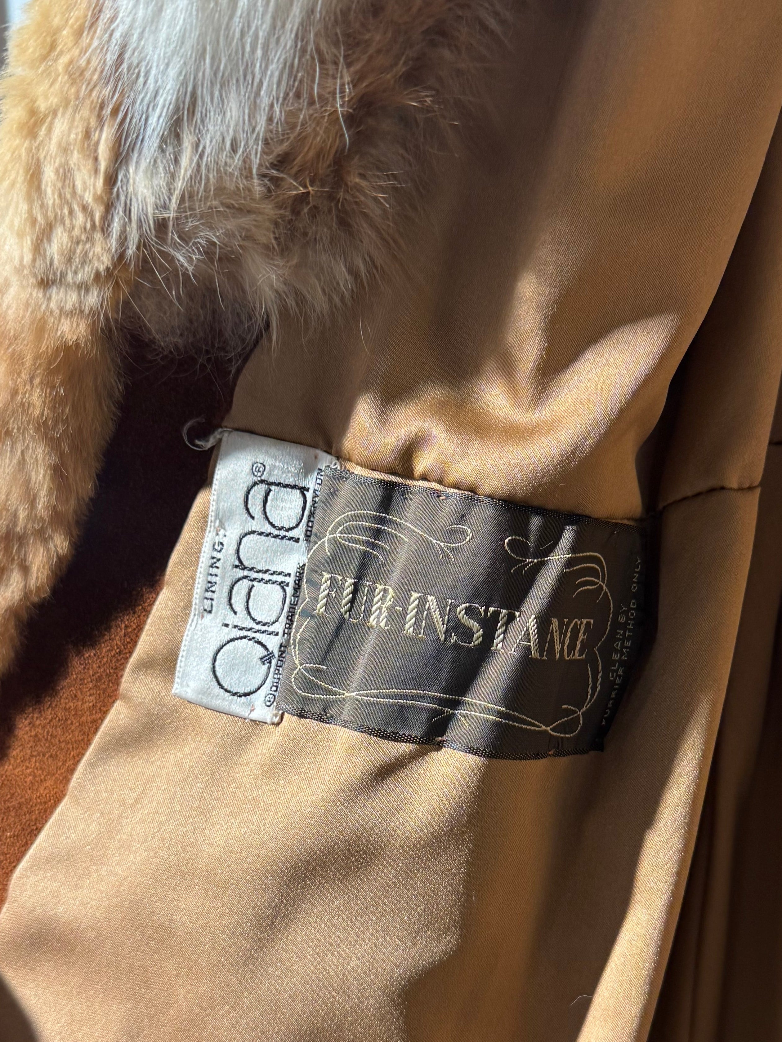 Vintage Sheared Alpaca Coat with Alpaca trim | Full Length Belted Coat