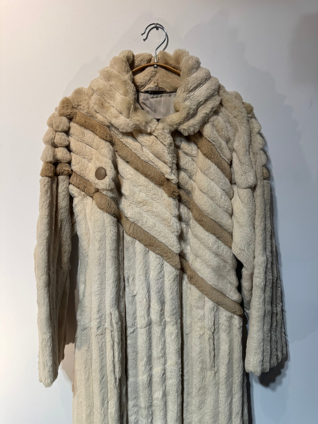 Vintage 1970s German Rabbit Fur Coat with Belt