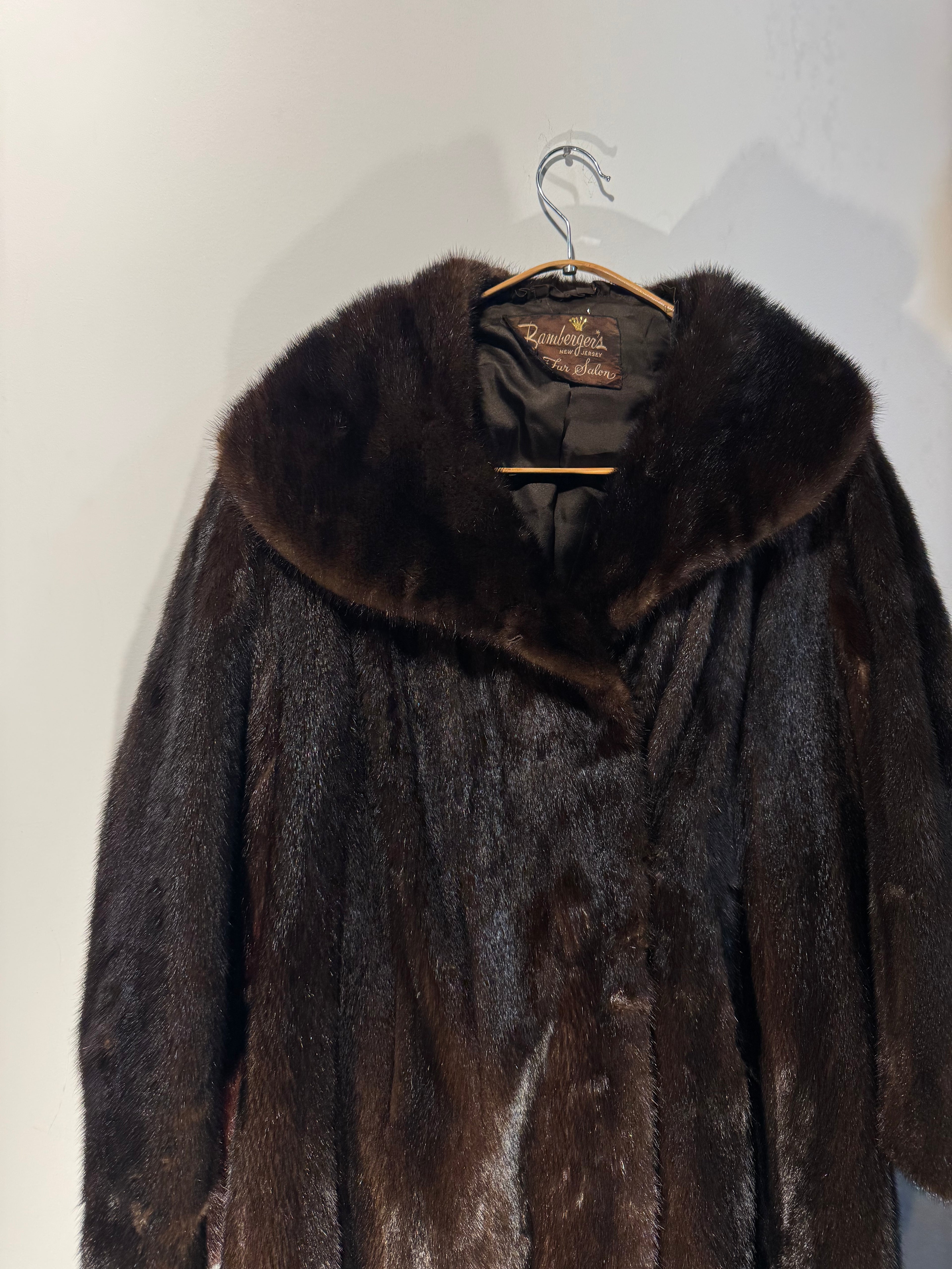 Vintage Bamberger’s Ranch Mink Fur Coat with Shawl Collar – 1950s/60s