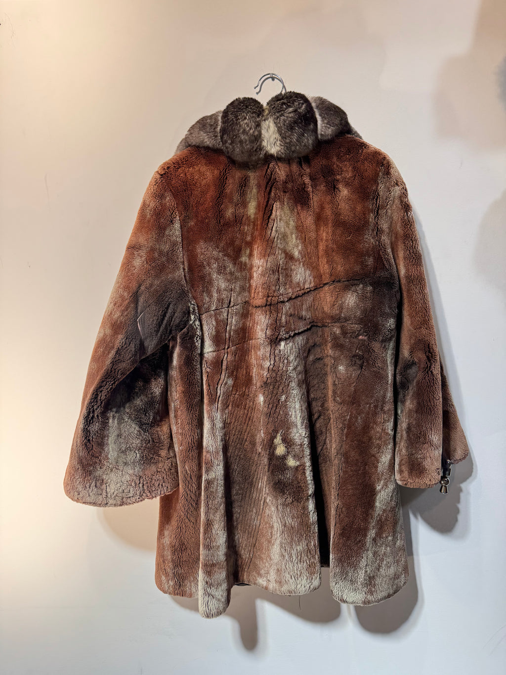 Vintage Sheared Beaver Coat with Chinchilla Rabbit Collar