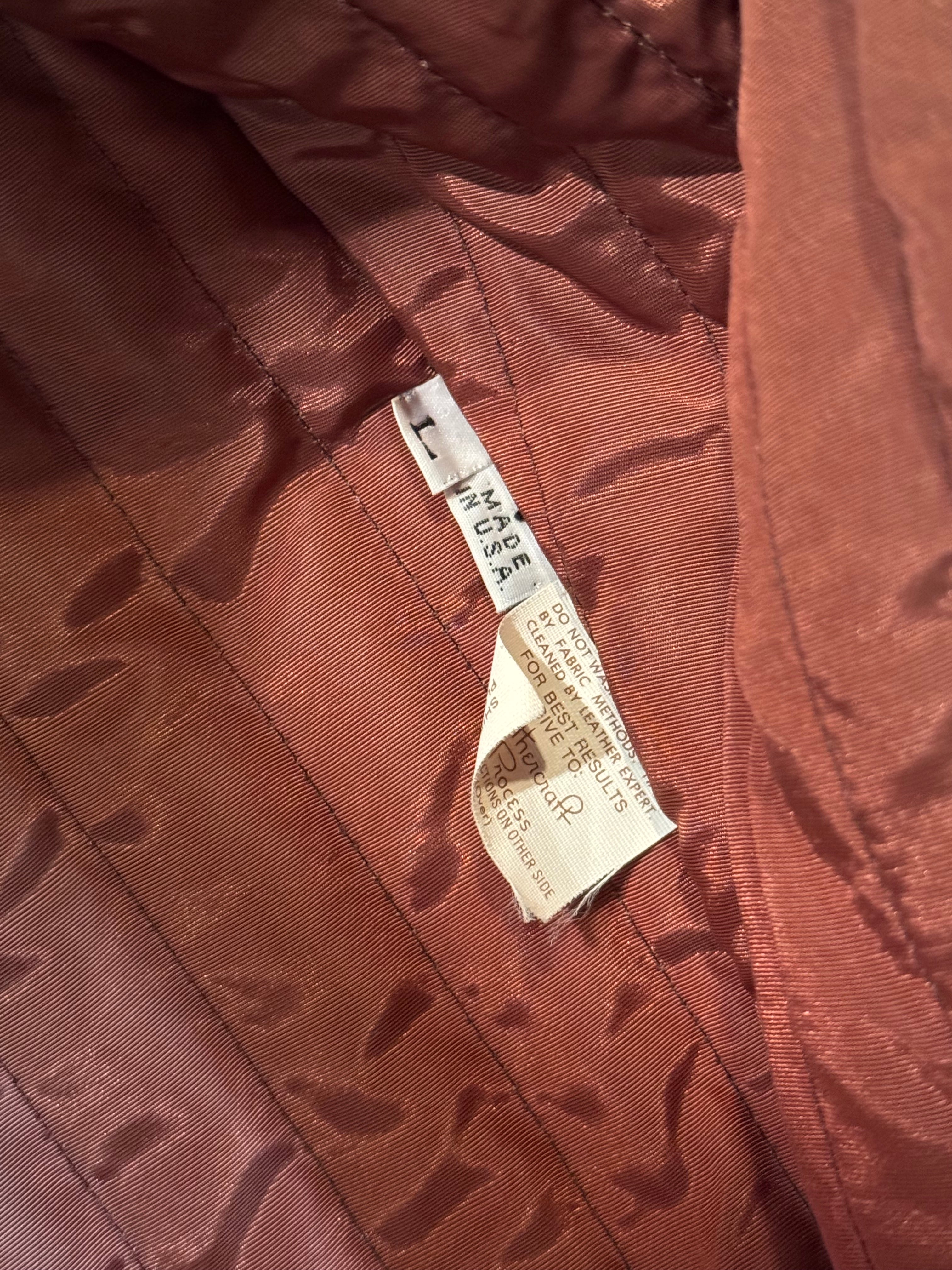 Vintage Tibor Leathers Leather Coat with Real Fox Fur Collar