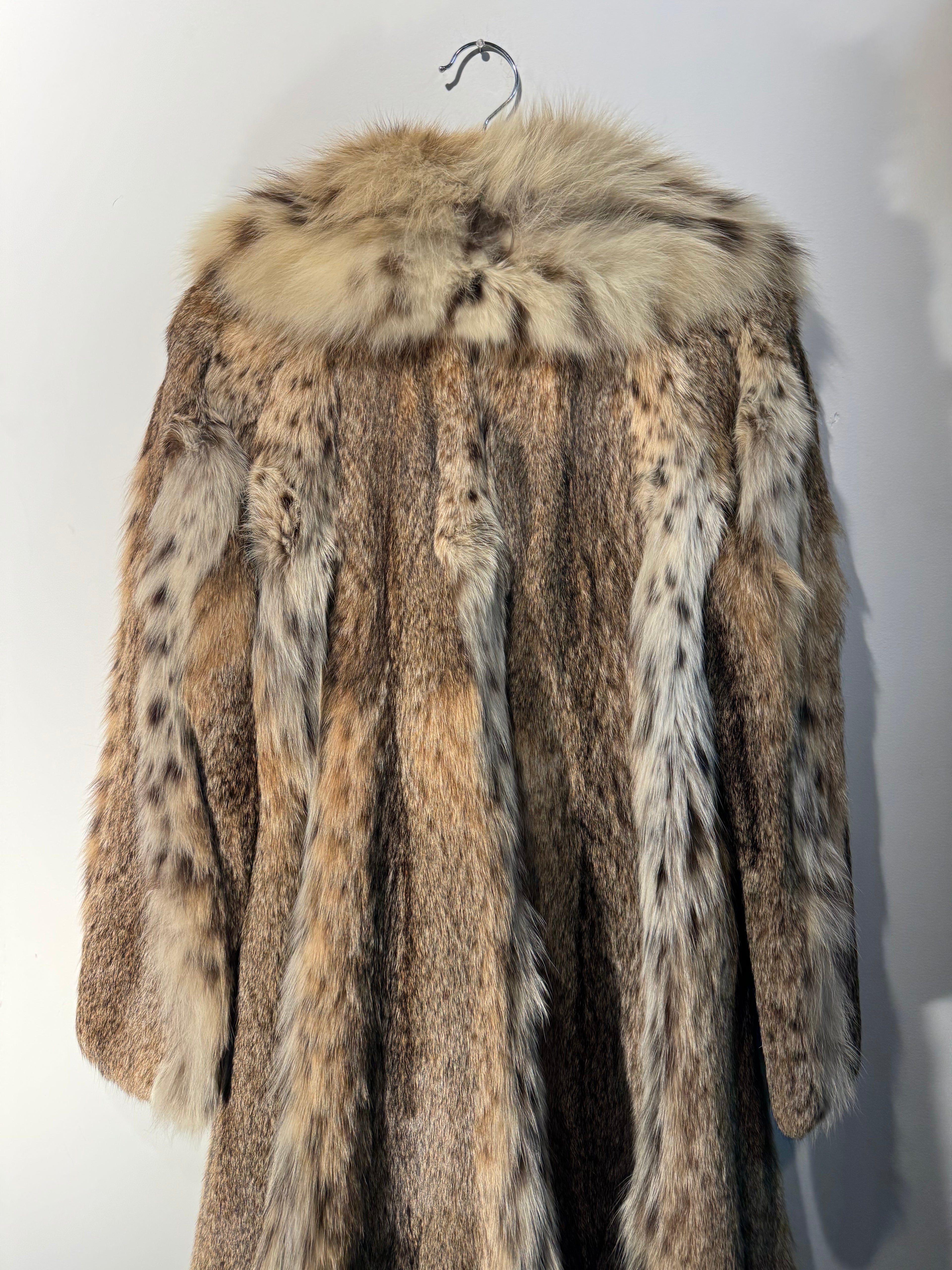 Vintage Lynx Fur Full-Length Coat with Shawl Collar