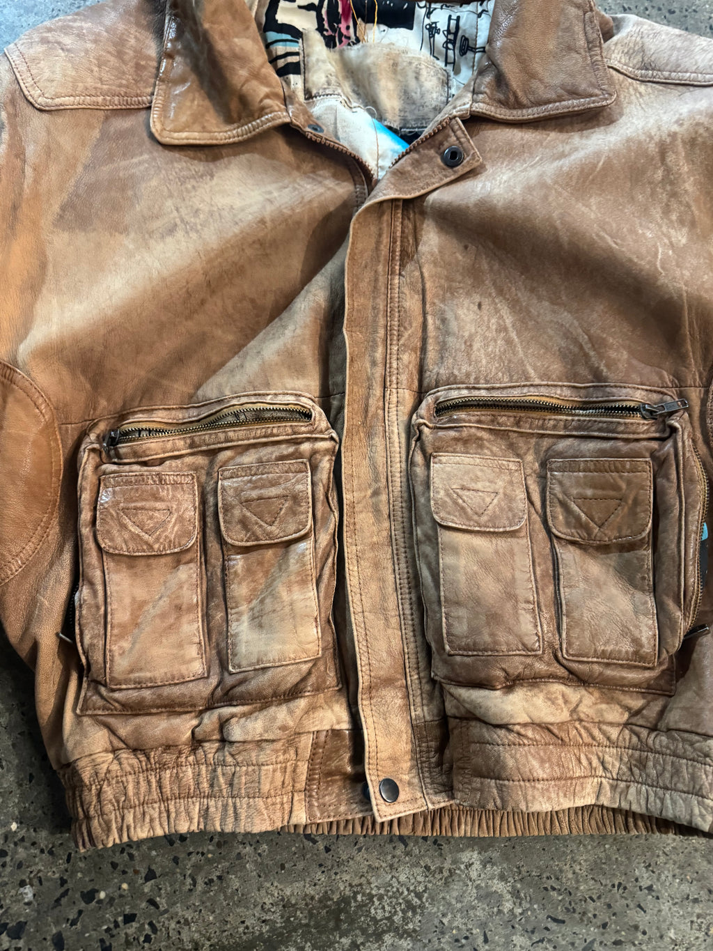 Vintage Leather Bomber Jacket