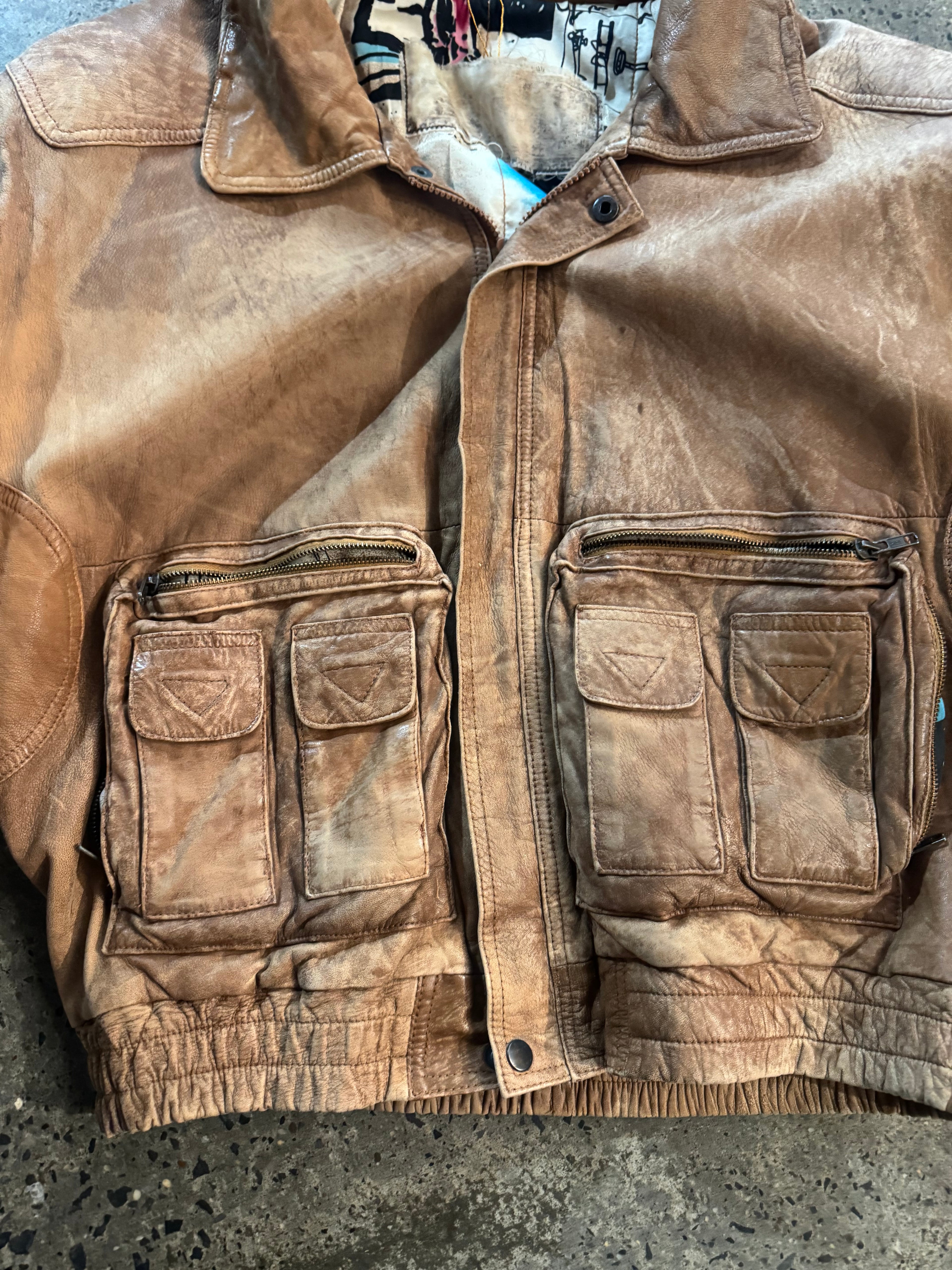 Vintage Leather Bomber Jacket