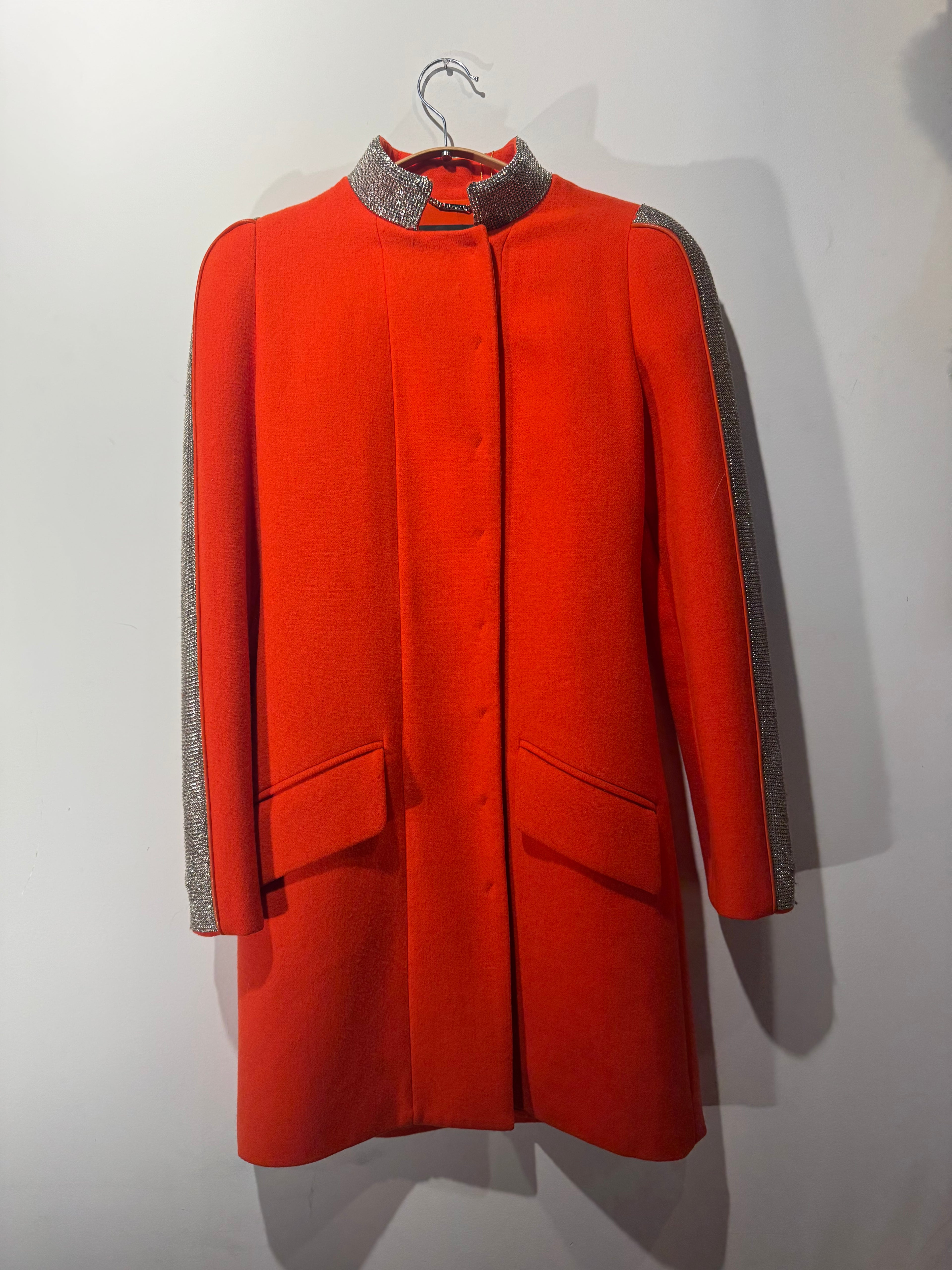 Vintage Gianni Versace Wool Coat with Metal Mesh Trim