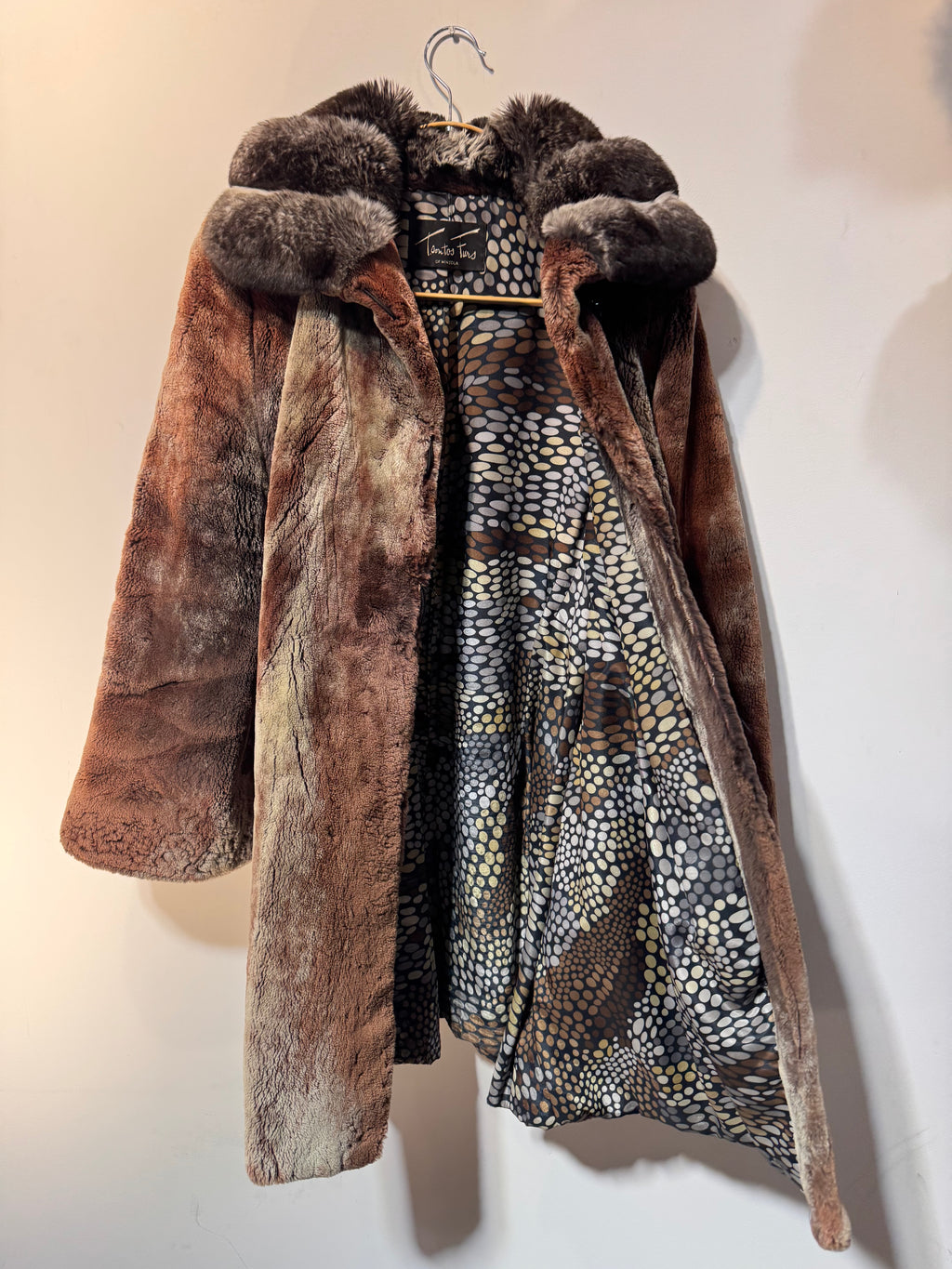 Vintage Sheared Beaver Coat with Chinchilla Rabbit Collar