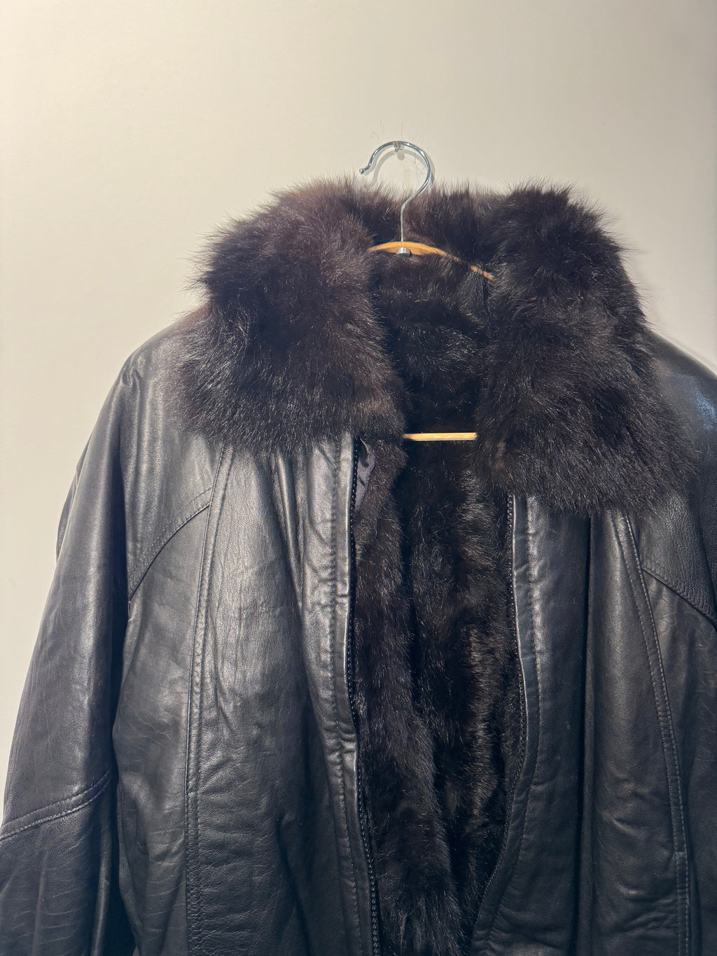 Marc by Andrew Marc Lambskin Leather Jacket with Dyed Opossum Fur Lining