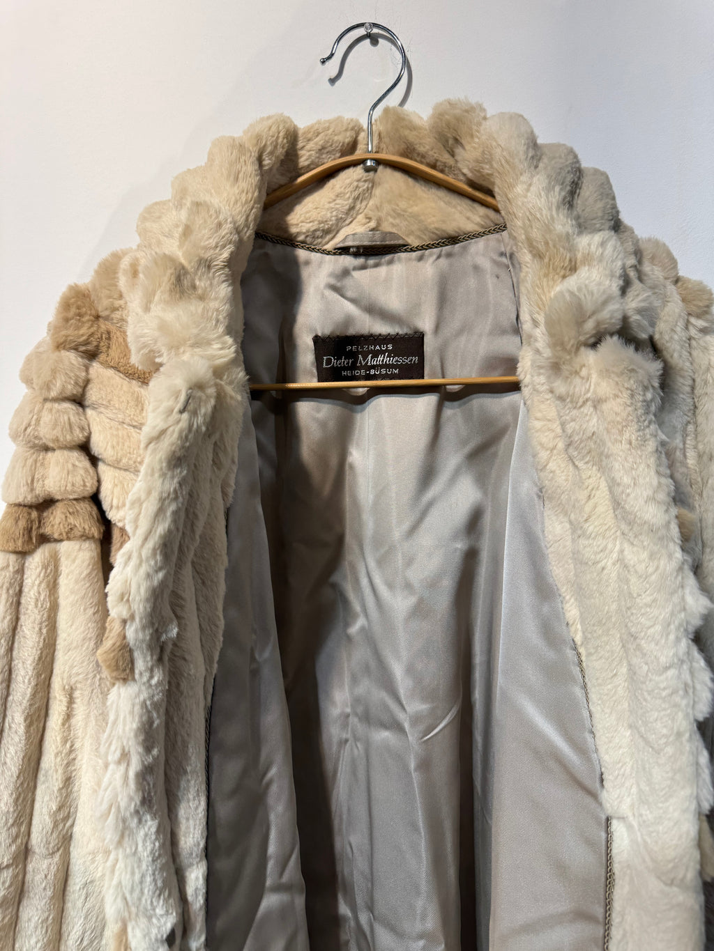 Vintage 1970s German Rabbit Fur Coat with Belt