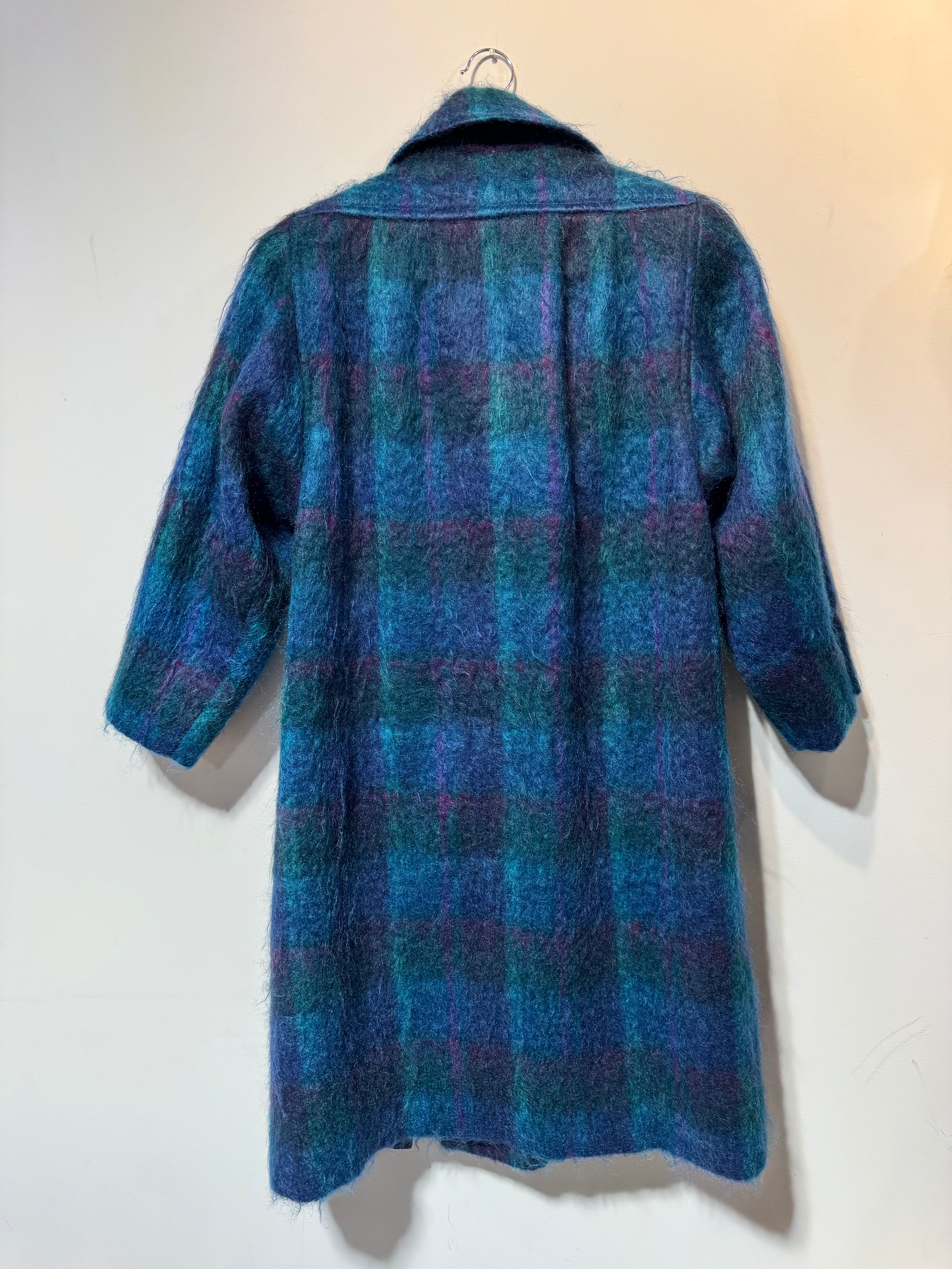 Vintage Mohair-Blend Plaid Wool Coat – Made in USA