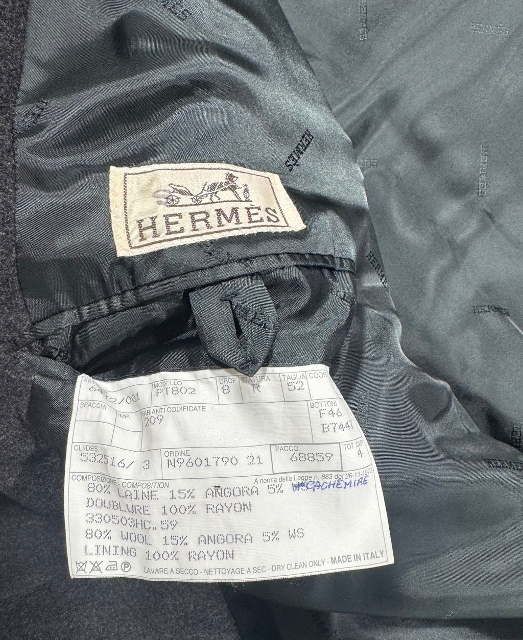 Vintage Hermès Wool–Angora–Cashmere Overcoat