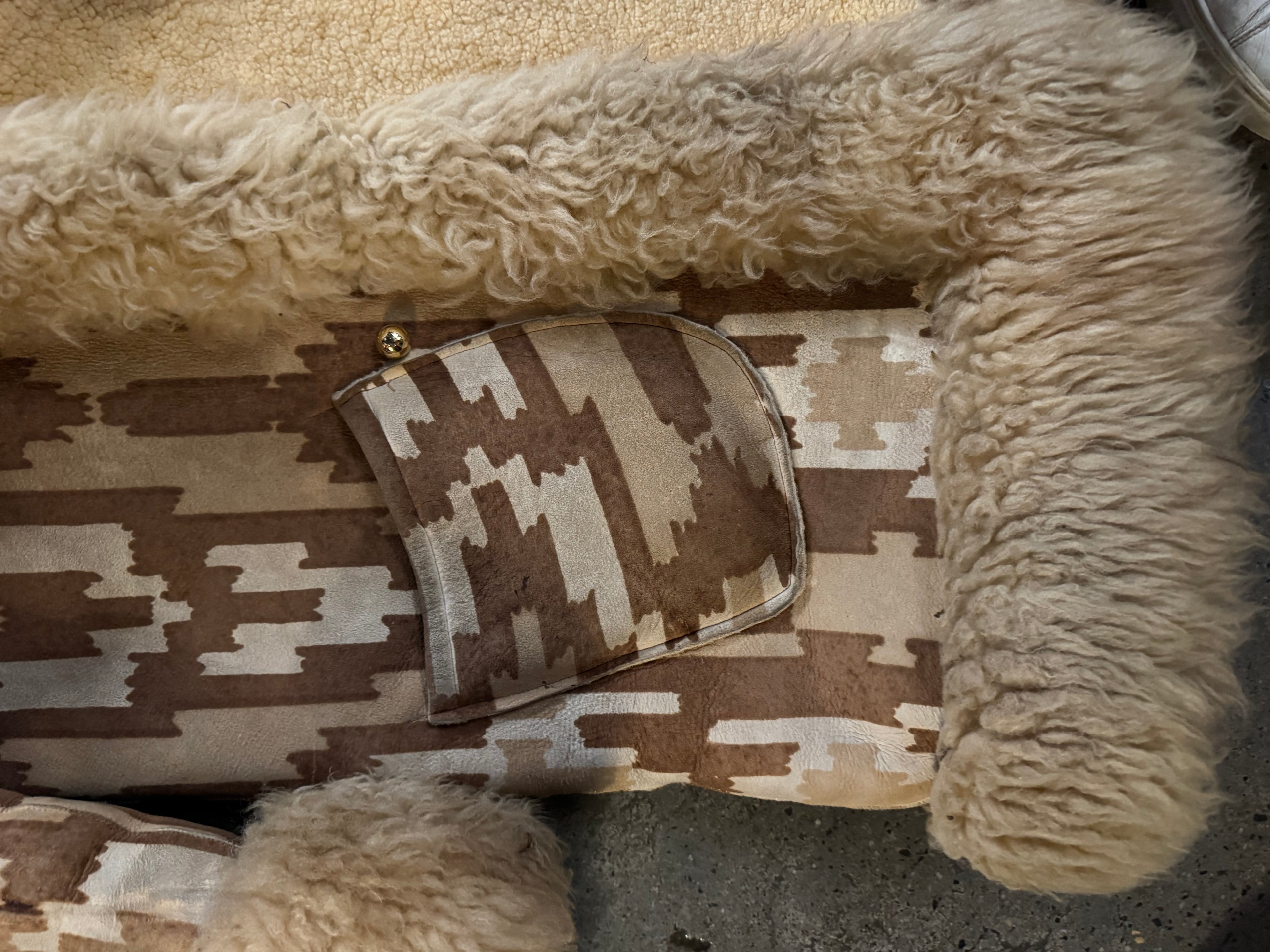 Vintage 1970s Geometric Shearling Coat