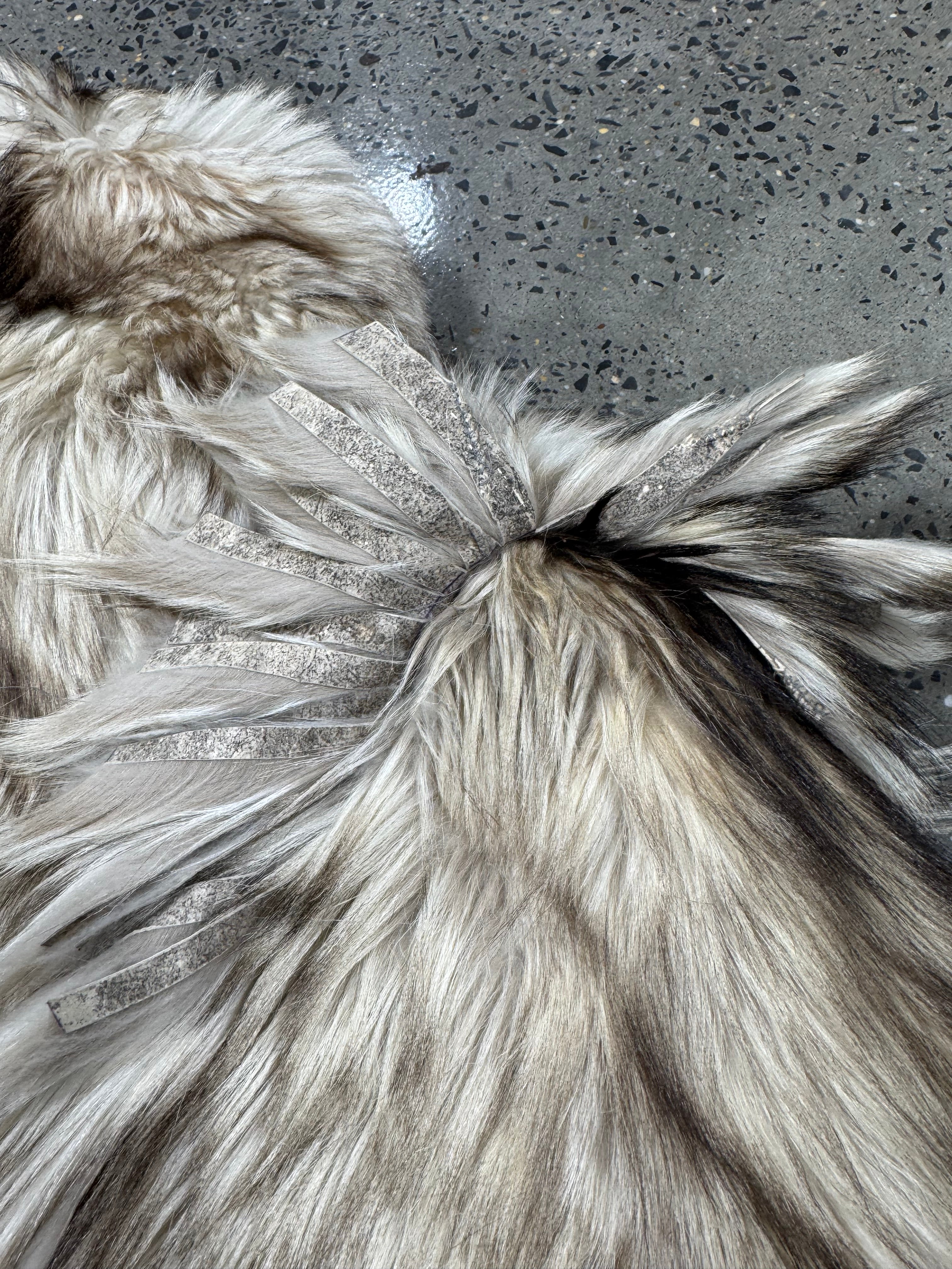 Vintage Raccoon Fur Coat with Fringe Shoulders