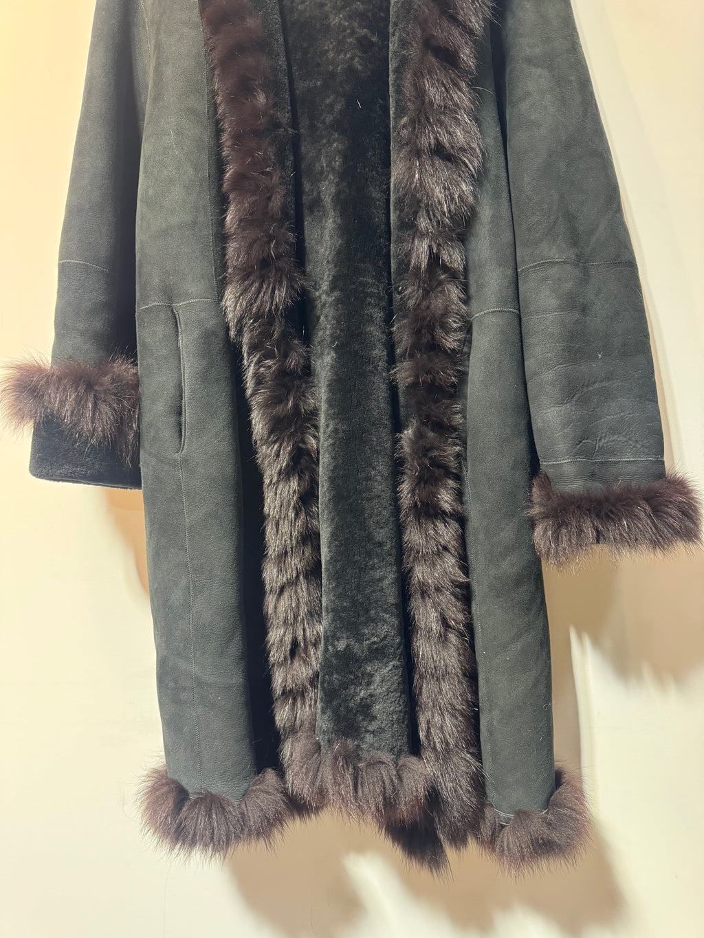 Vintage Stefania Sarre Shearling Coat with Fox Fur Trim