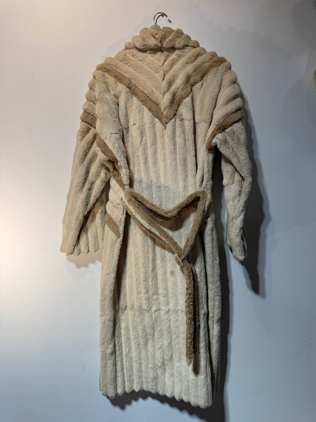 Vintage 1970s German Rabbit Fur Coat with Belt