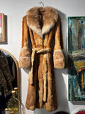 Vintage Sheared Alpaca Coat with Alpaca trim | Full Length Belted Coat