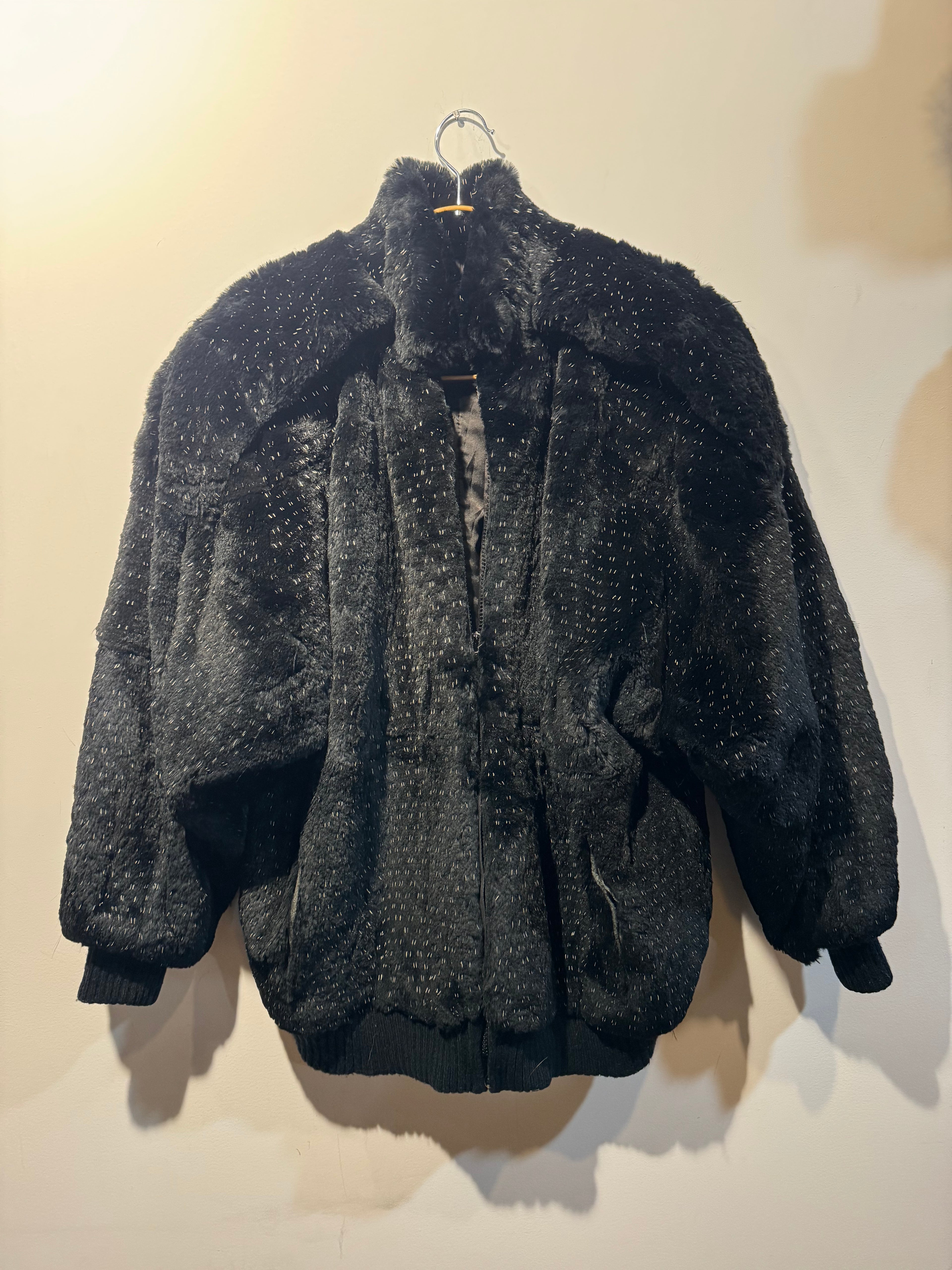Vintage Sheared Flecked Beaver Fur Bomber Jacket
