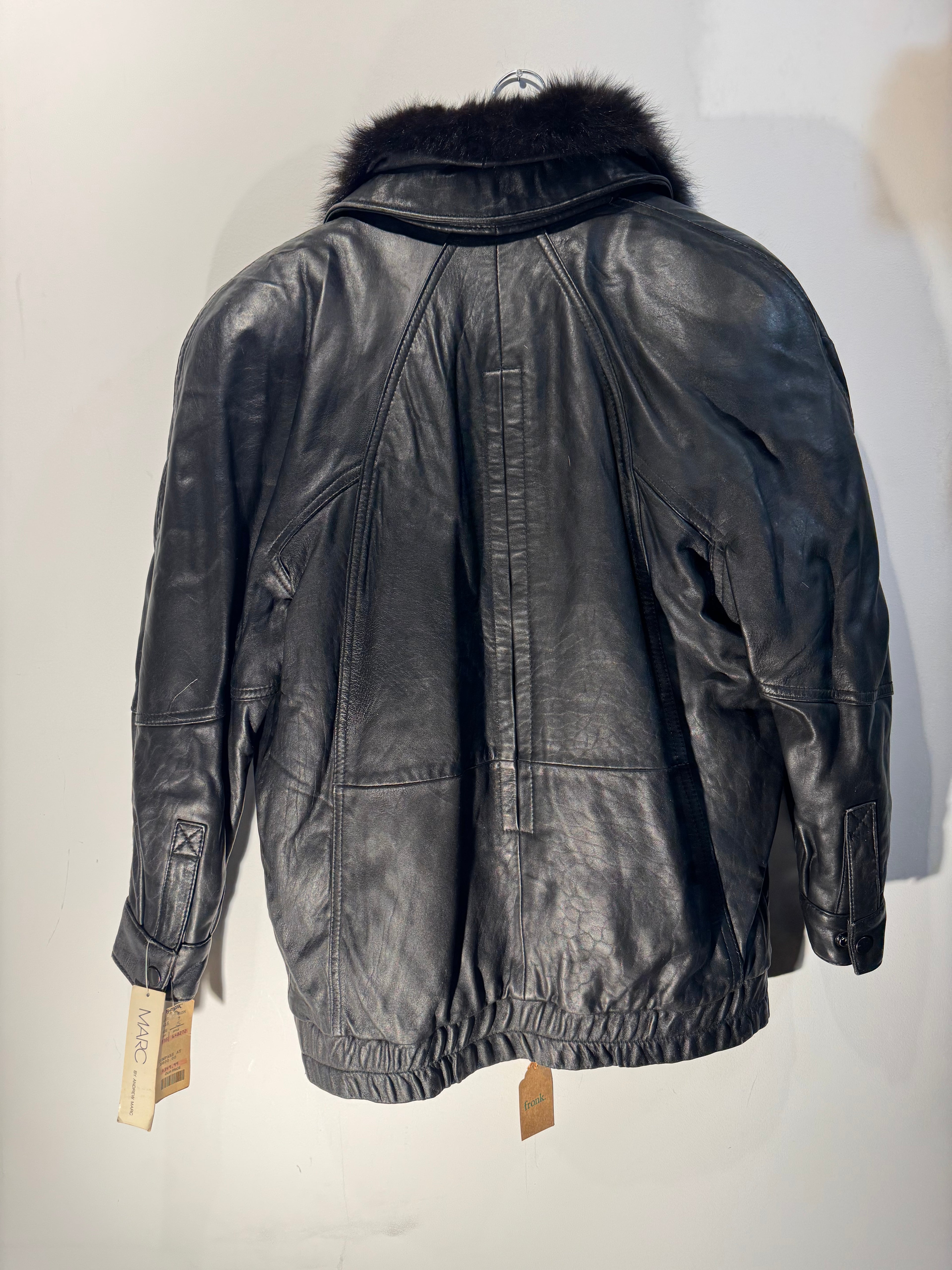 Marc by Andrew Marc Lambskin Leather Jacket with Dyed Opossum Fur Lining
