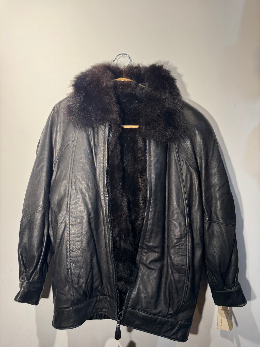 Marc by Andrew Marc Lambskin Leather Jacket with Dyed Opossum Fur Lining