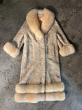 Vintage 1970s Faux Persian Lamb Coat with Real Shearling Trim