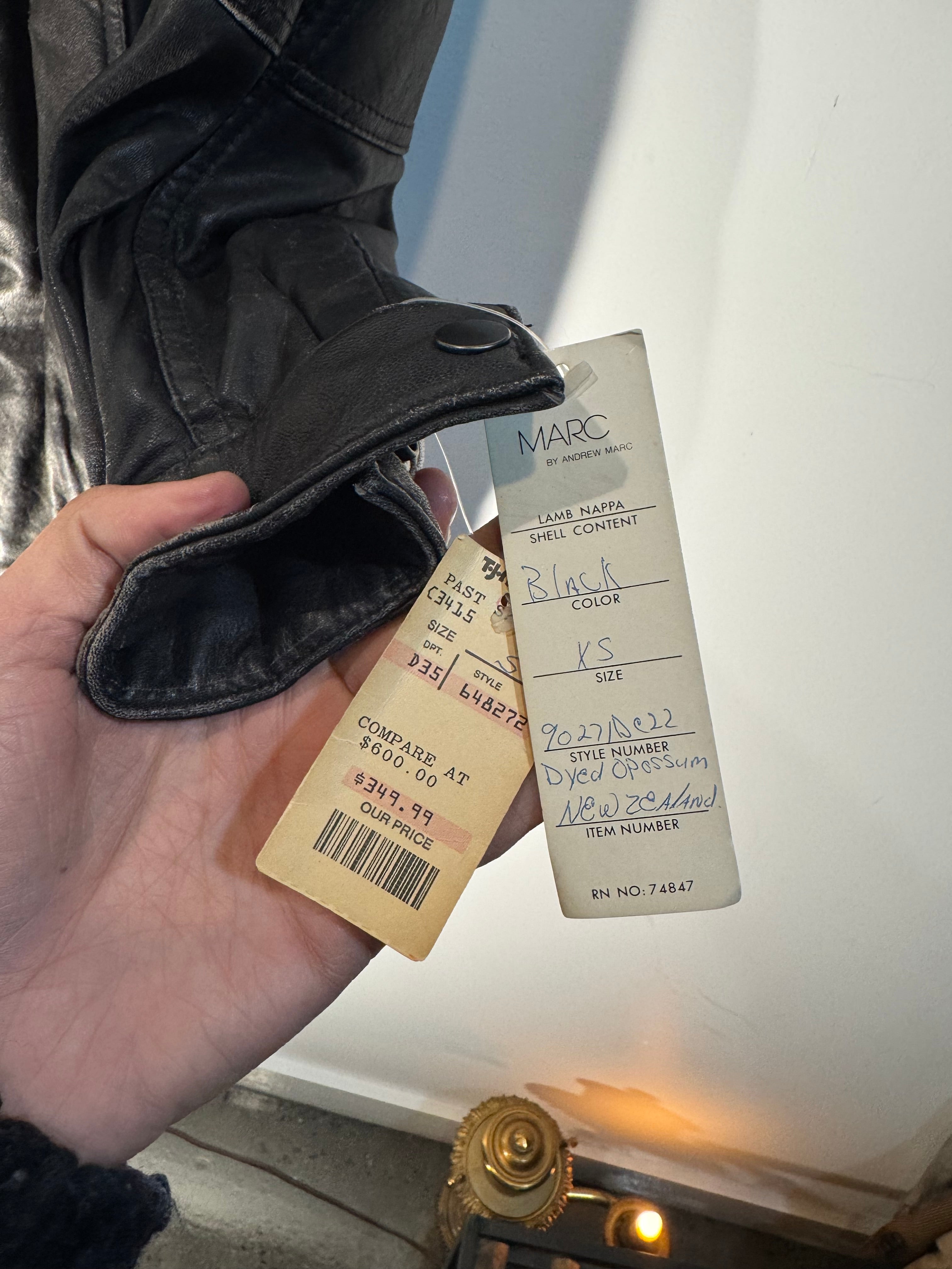 Marc by Andrew Marc Lambskin Leather Jacket with Dyed Opossum Fur Lining