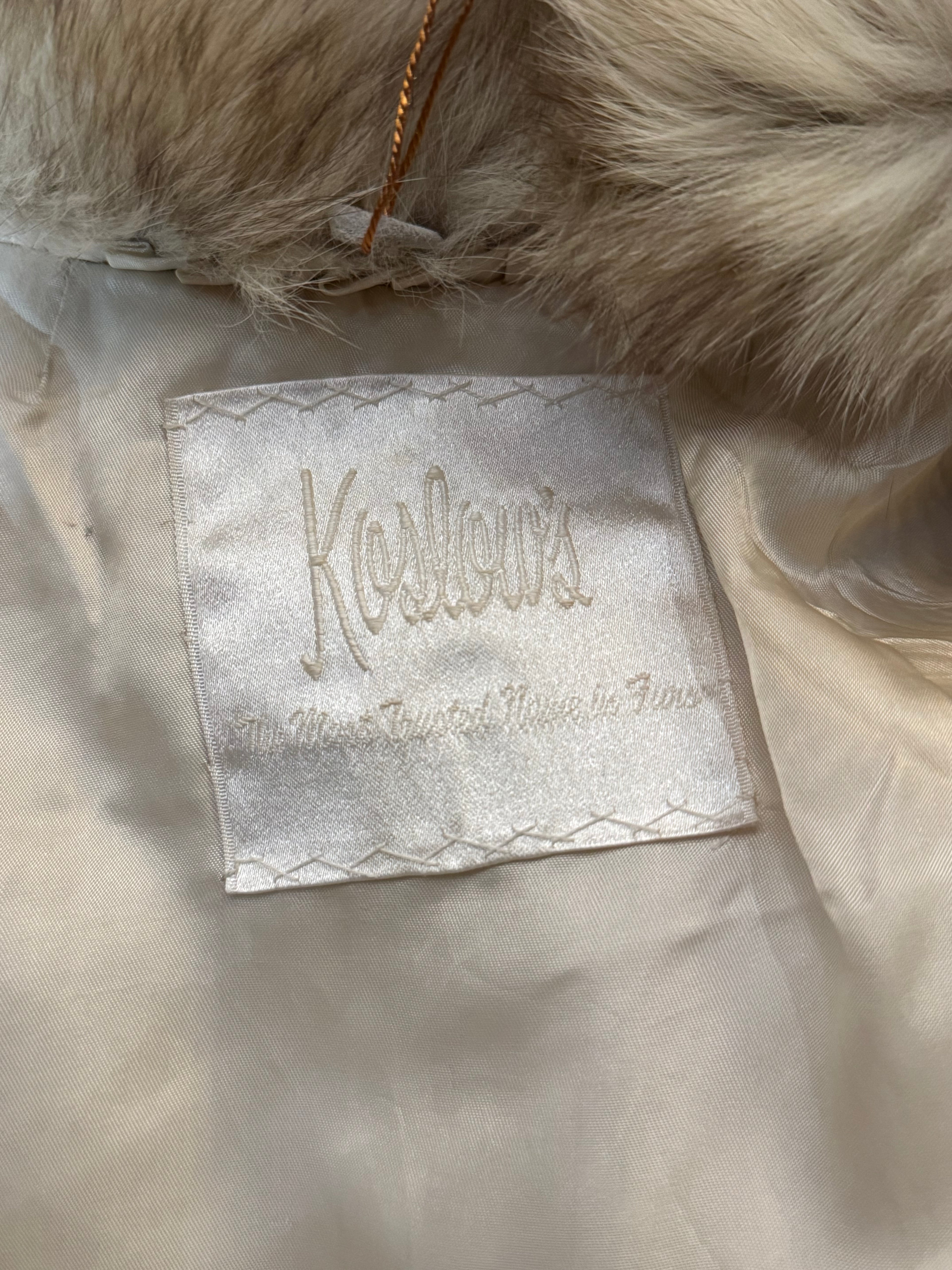 Vintage Koslow’s Fox Fur Coat – Ivory / Silver Tones