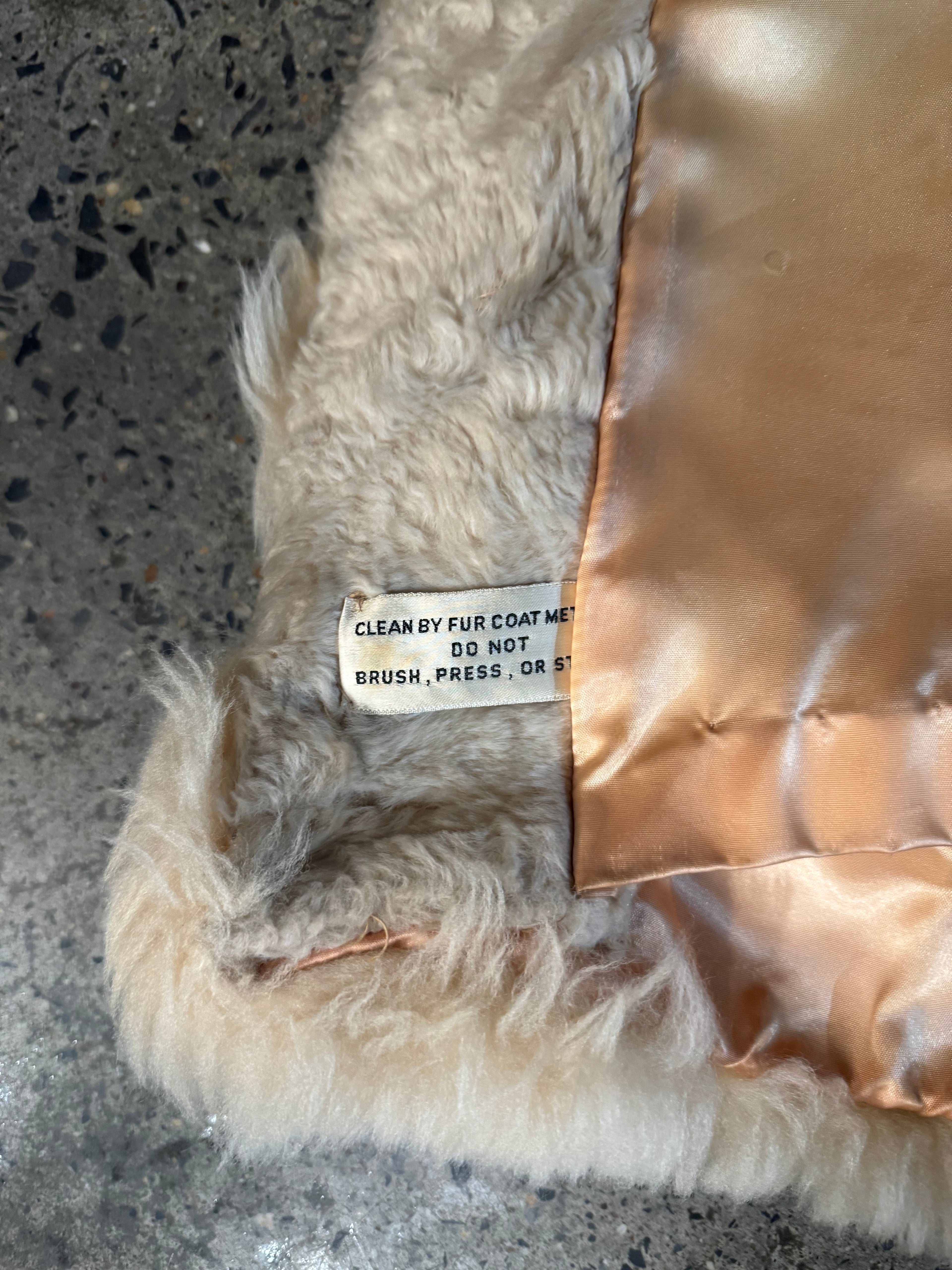 Vintage 1970s Faux Persian Lamb Coat with Real Shearling Trim