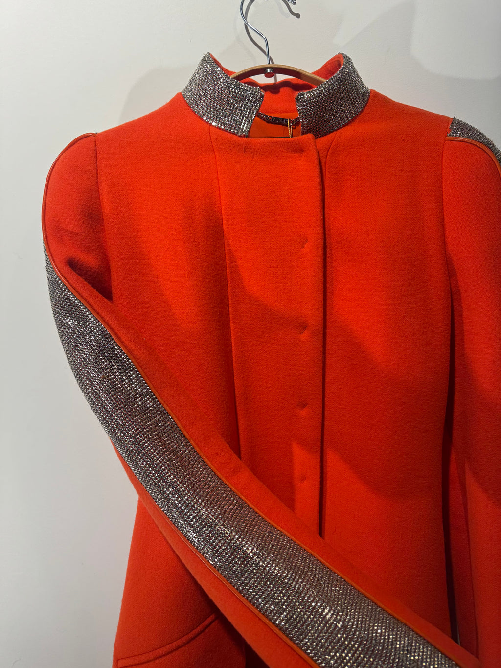 Vintage Gianni Versace Wool Coat with Metal Mesh Trim