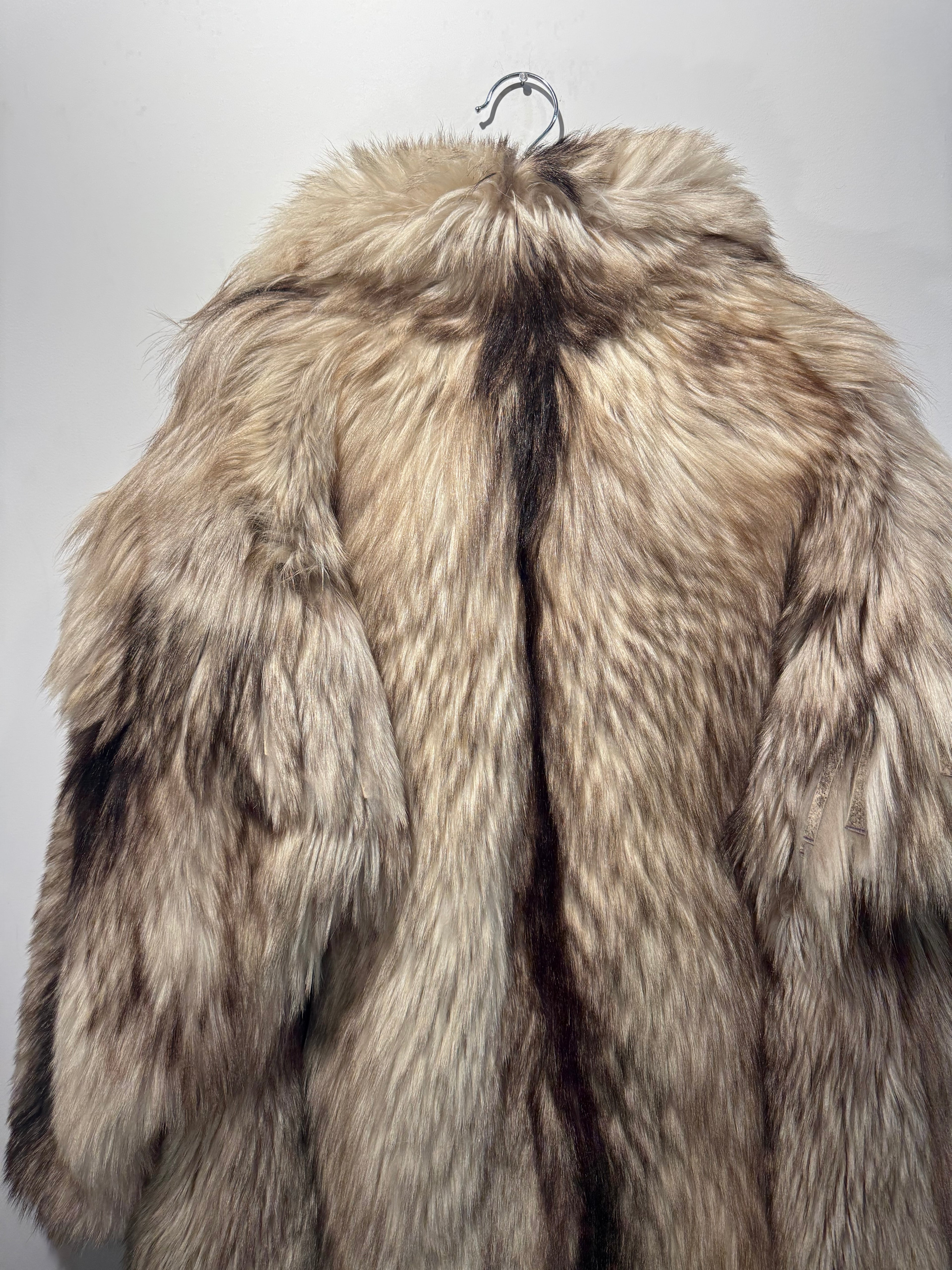 Vintage Raccoon Fur Coat with Fringe Shoulders
