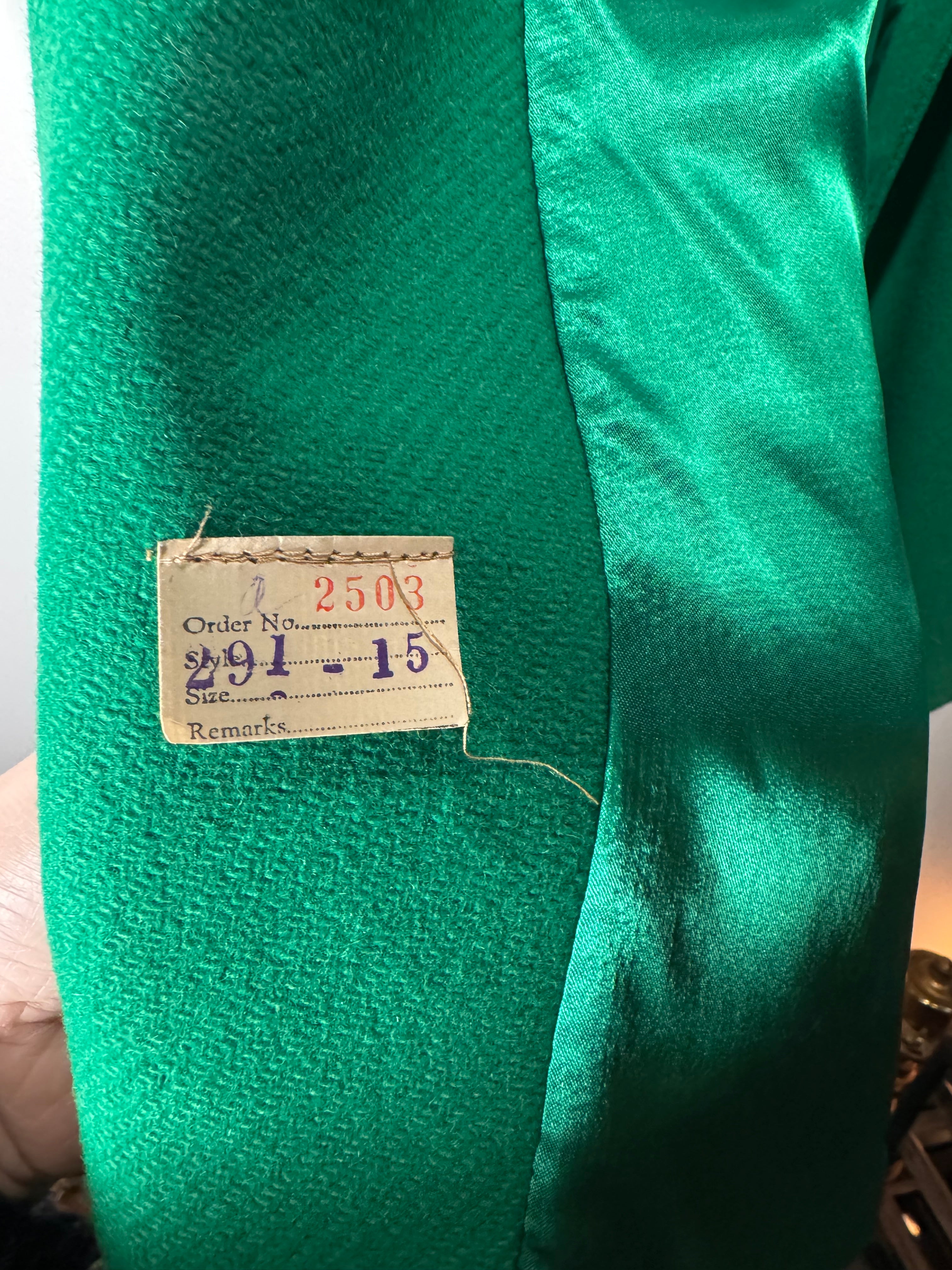 Vintage Green Wool Coat with Alpaca Trim