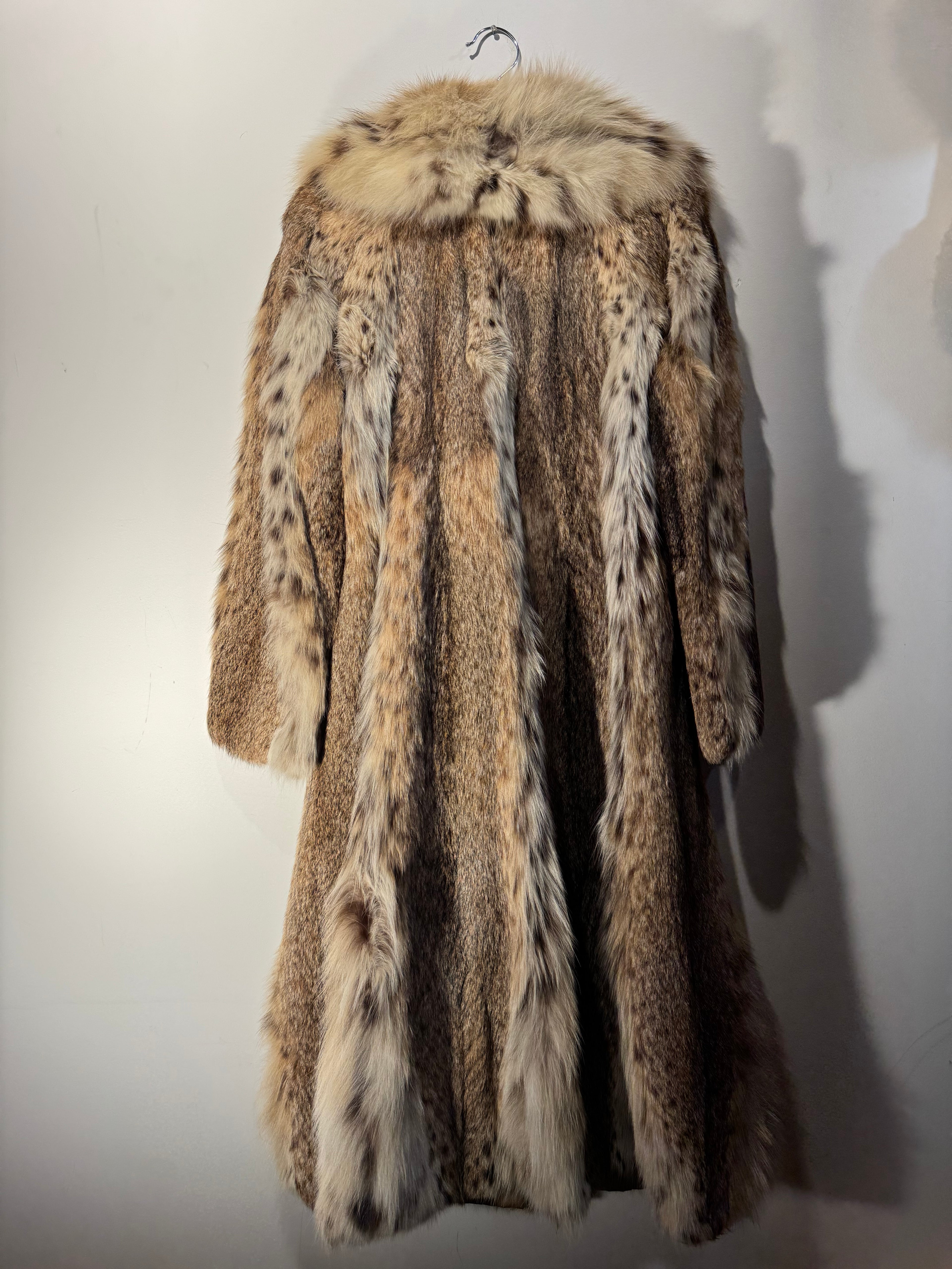 Vintage Lynx Fur Full-Length Coat with Shawl Collar